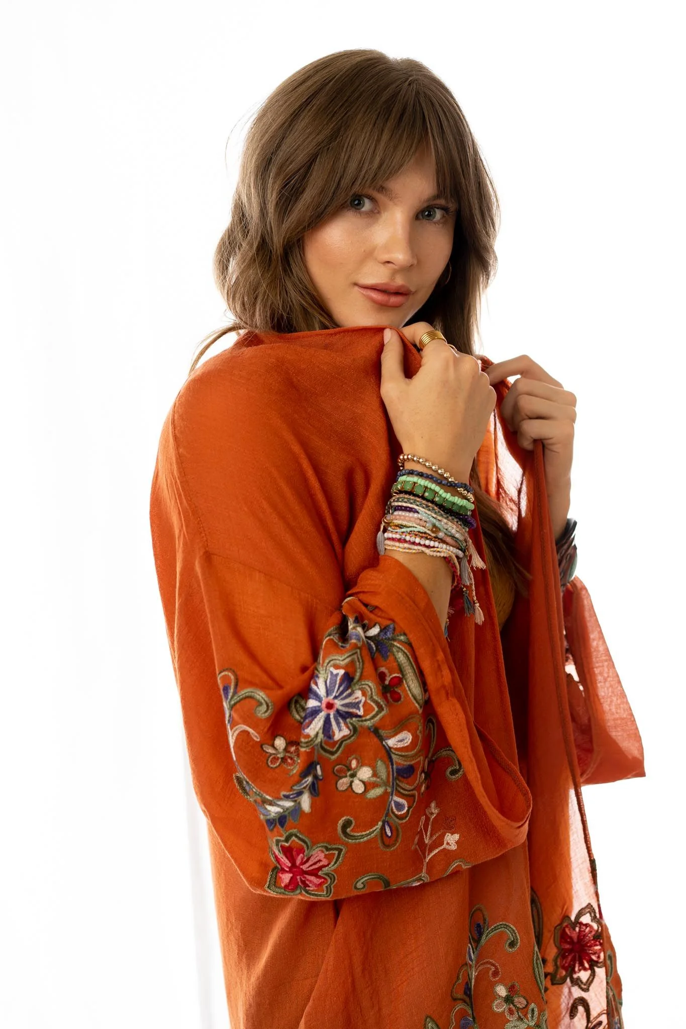 Fun In Florals Kimono - Rust - Image 4