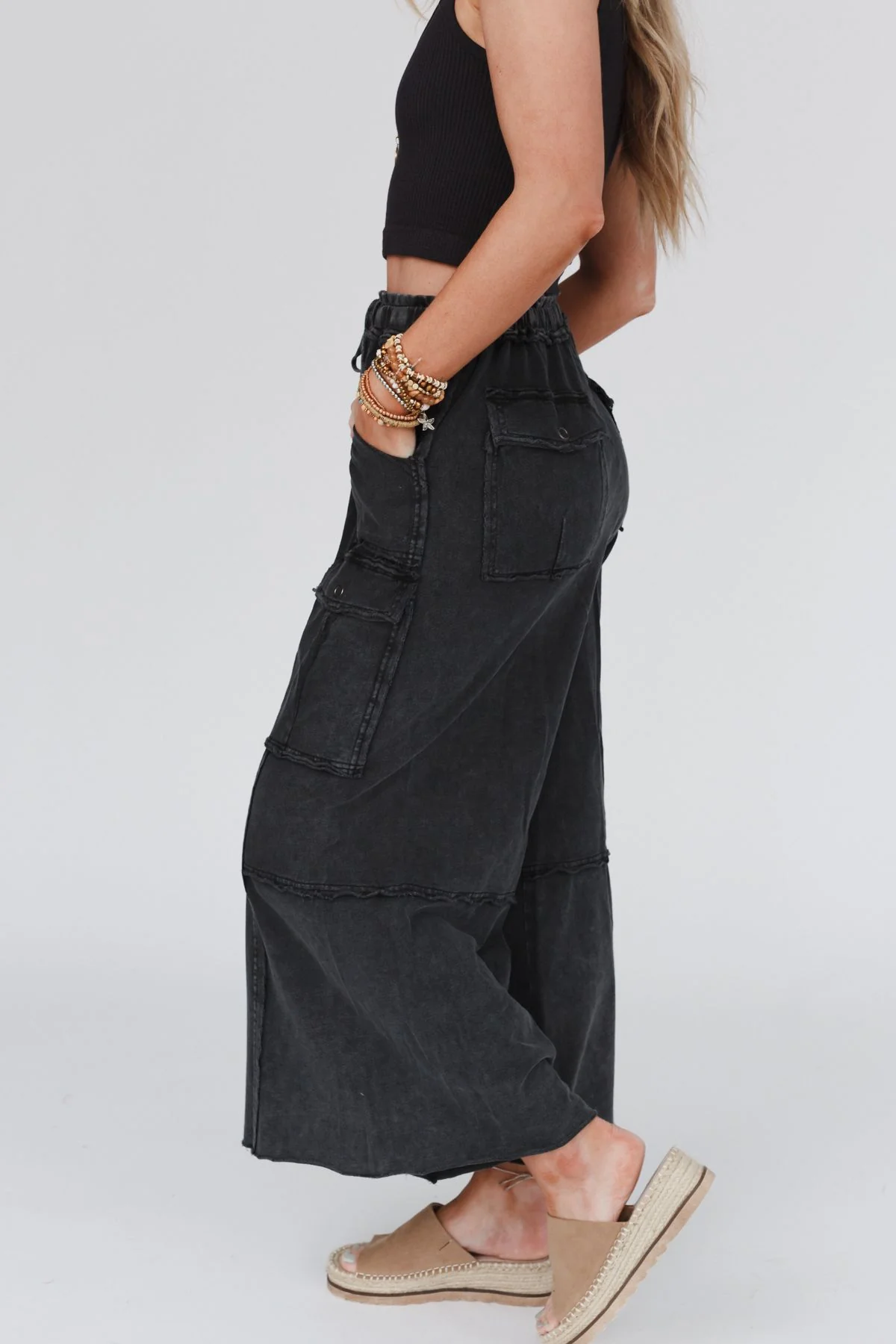 Game On Cargo Wide Leg Pant - Black - Image 6