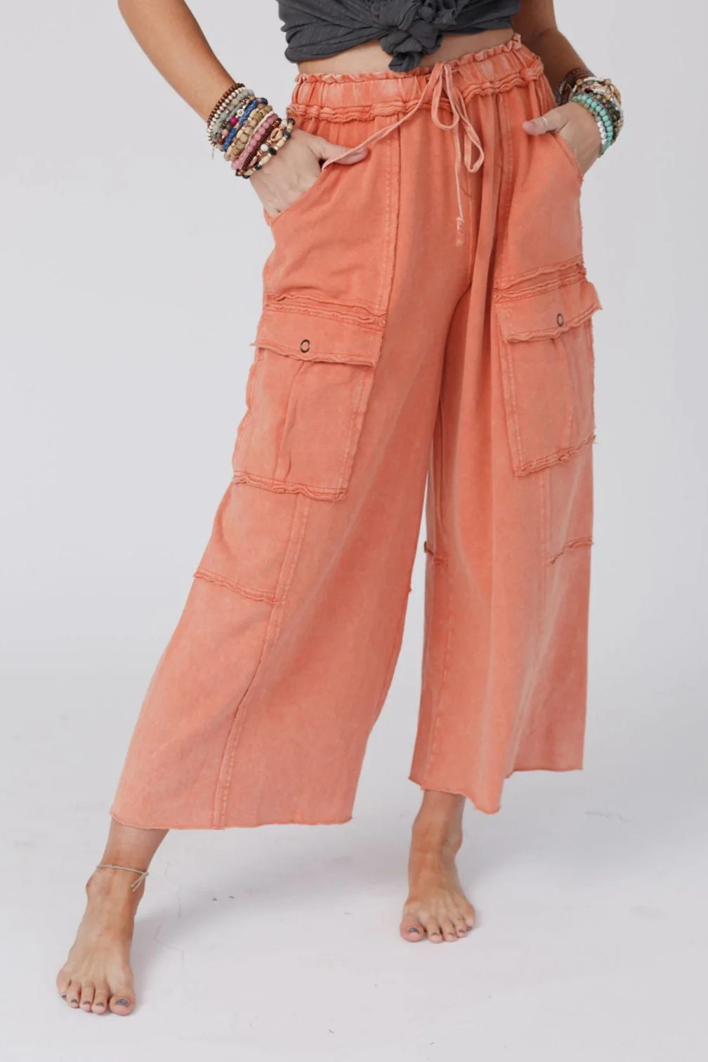 Game On Cargo Wide Leg Pant - Burnt Orange - Image 4