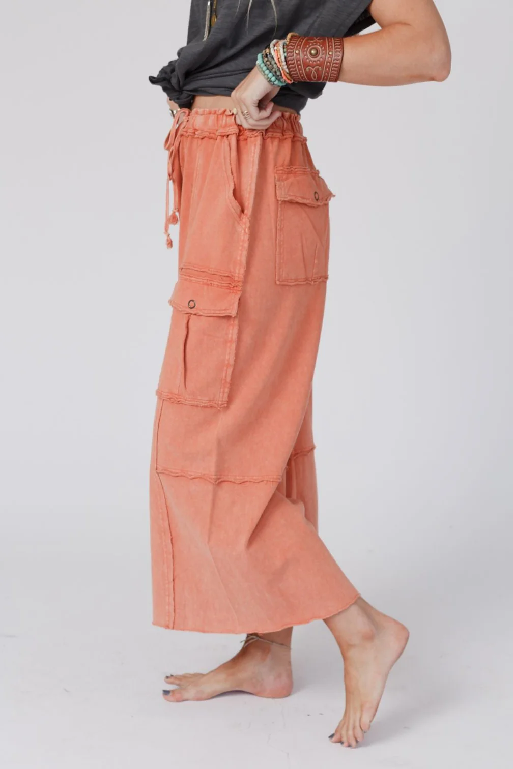Game On Cargo Wide Leg Pant - Burnt Orange - Image 5