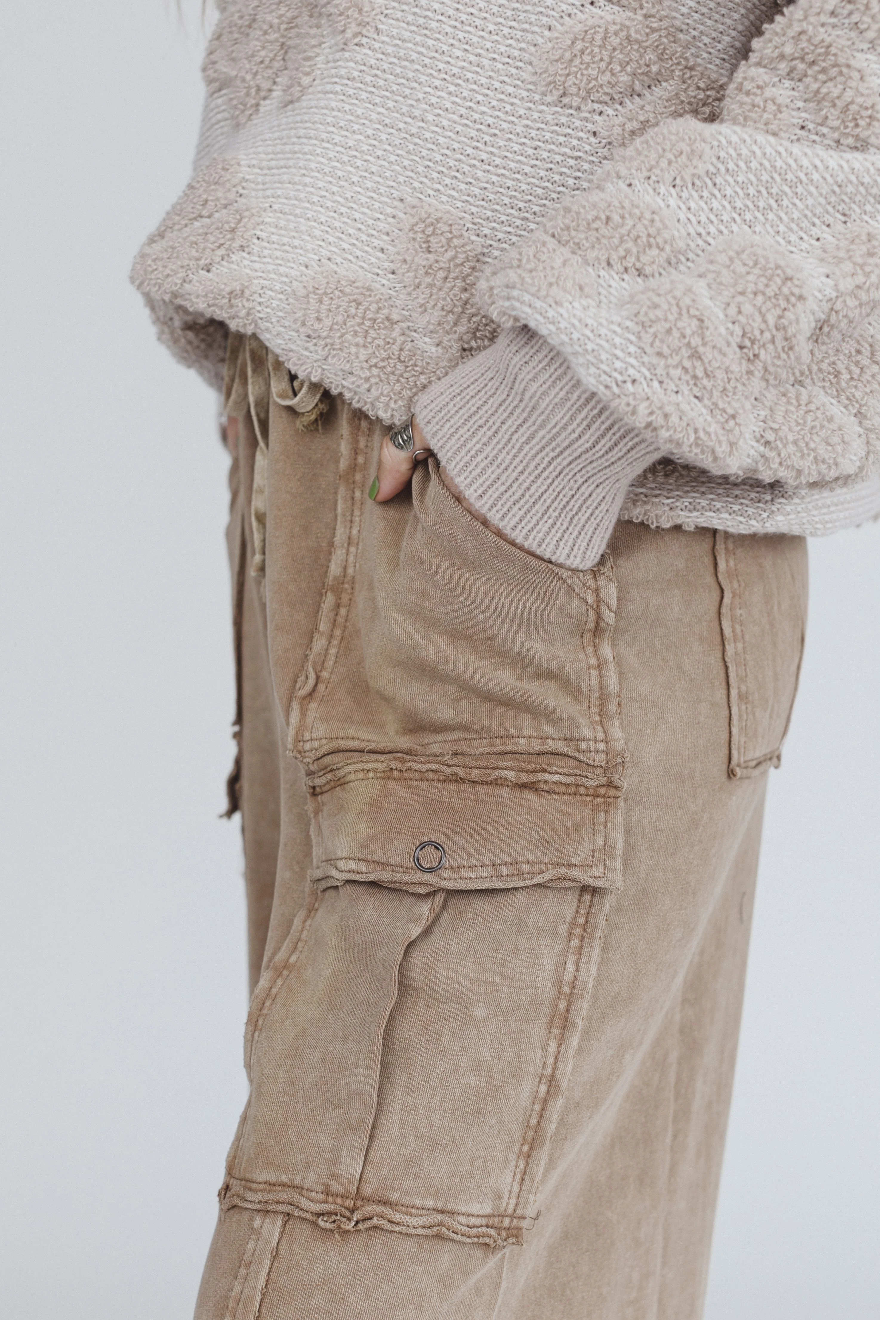 Game On Cargo Wide Leg Pant - Latte - Pre Order - Image 2