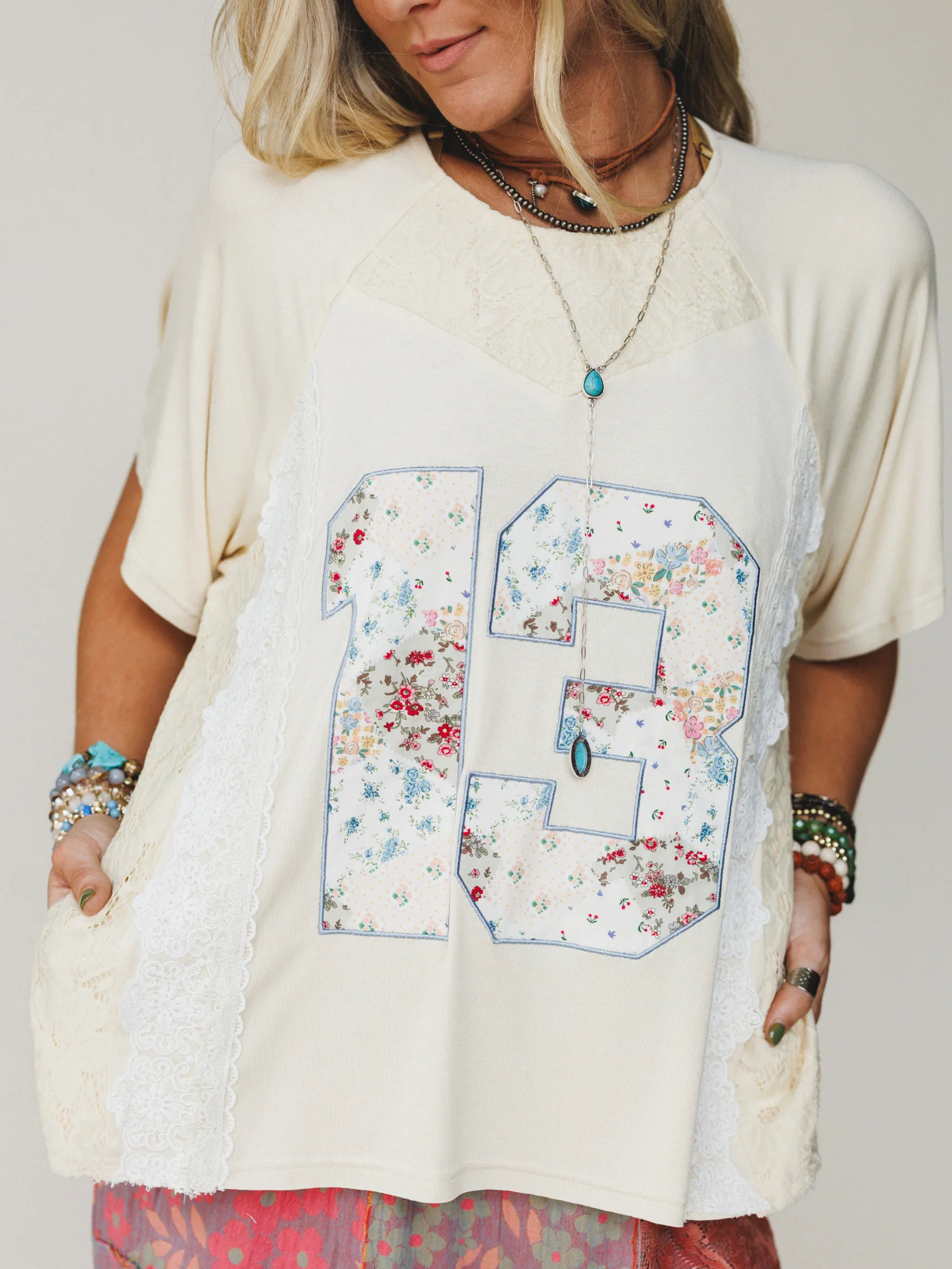 Game Plan Lace Detail Top - Cream - Image 2