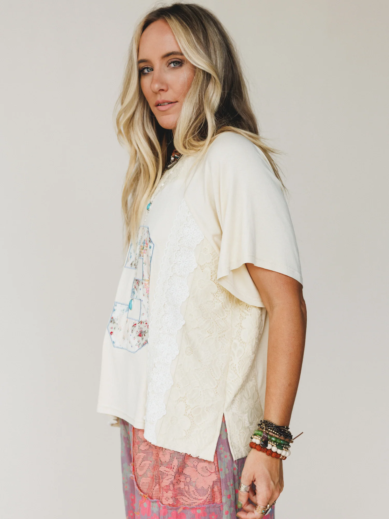 Game Plan Lace Detail Top - Cream - Image 4
