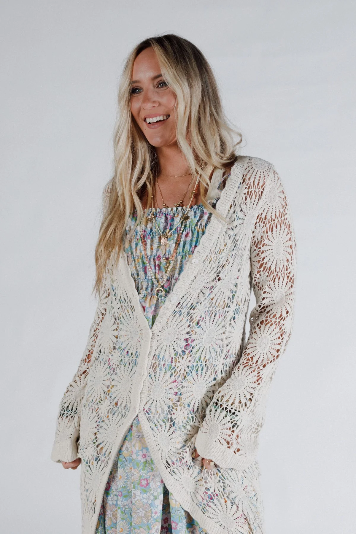Garden Muse Crochet Duster - Natural - Image 3
