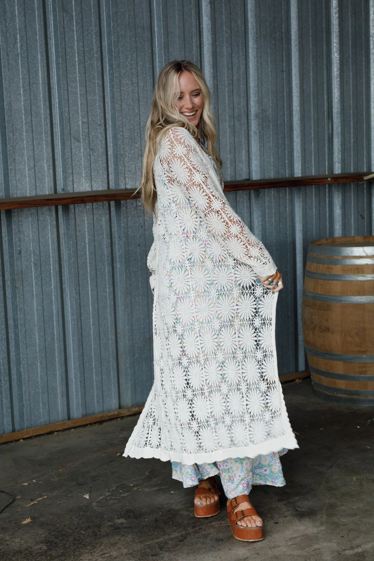 Garden Muse Crochet Duster - Natural - Image 5