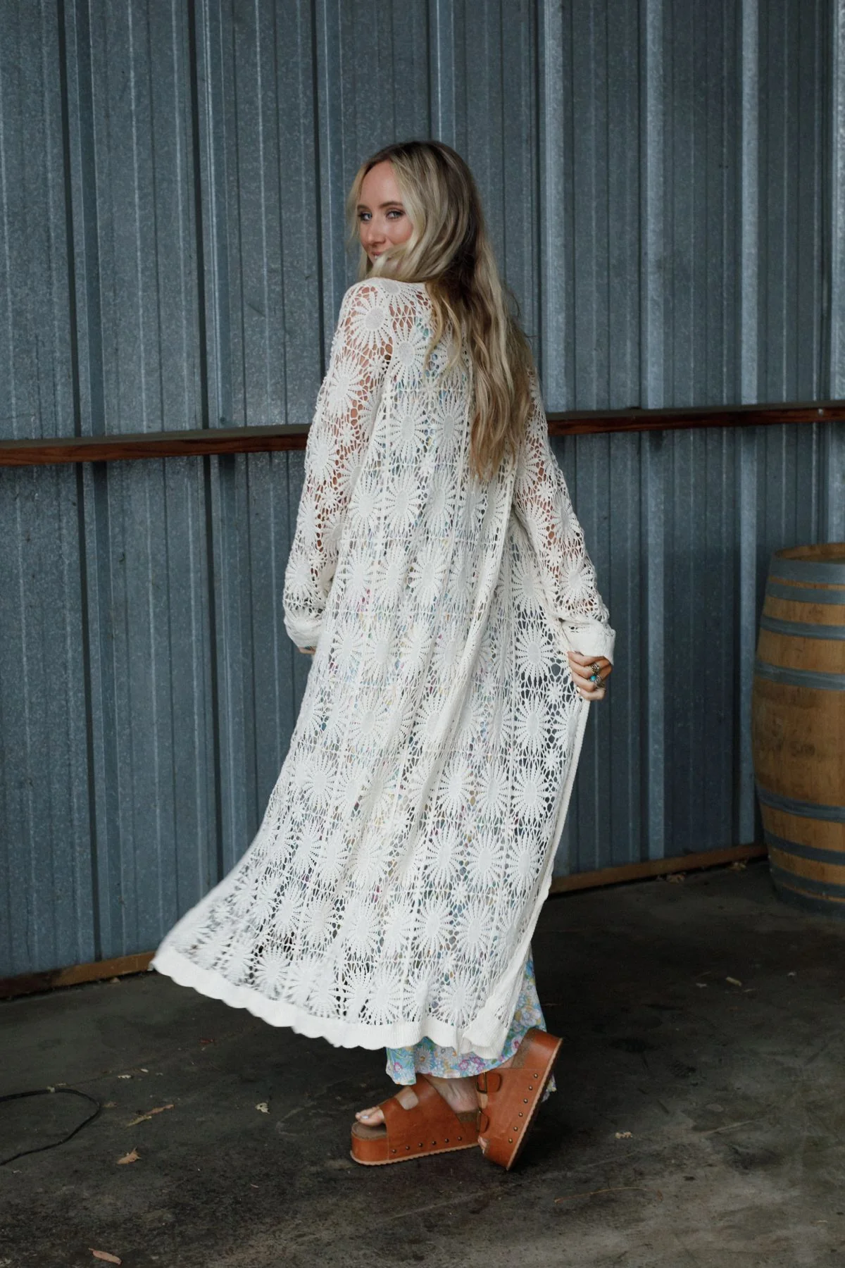 Garden Muse Crochet Duster - Natural - Image 7
