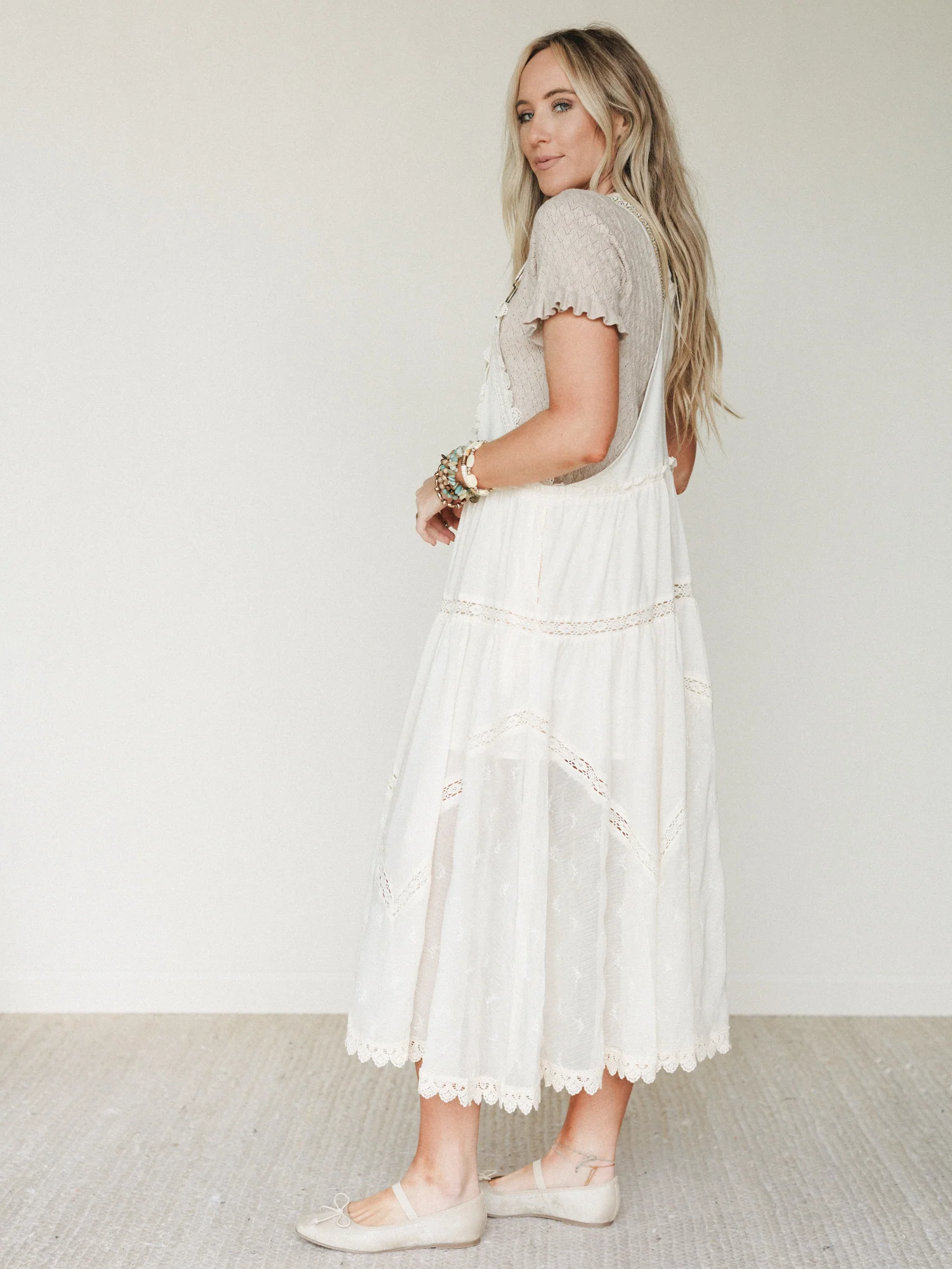 Garden Stroll Overall Dress - Ecru - Image 5