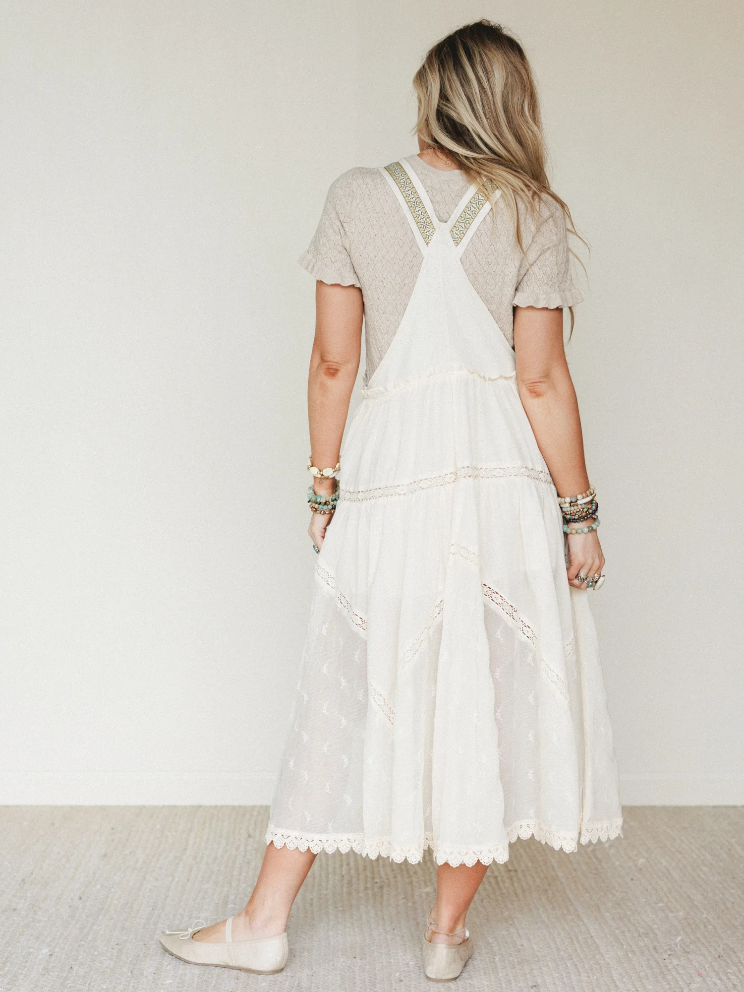 Garden Stroll Overall Dress - Ecru - Image 6