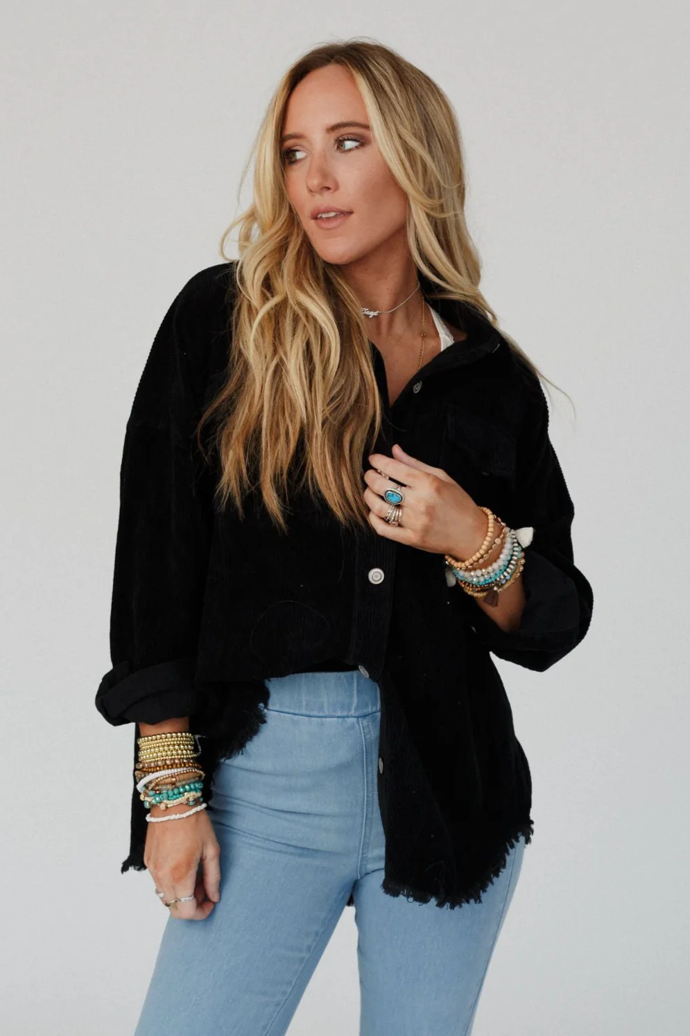 Gardener Embroidered Button Down Top - Black - Image 2