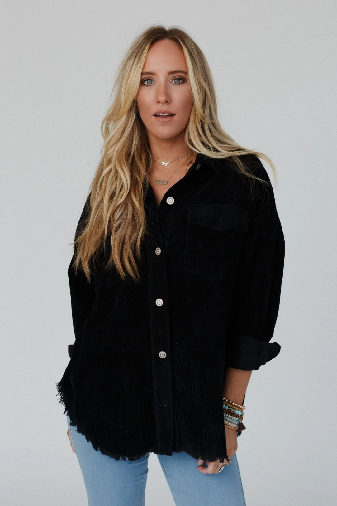 Gardener Embroidered Button Down Top - Black - Image 4