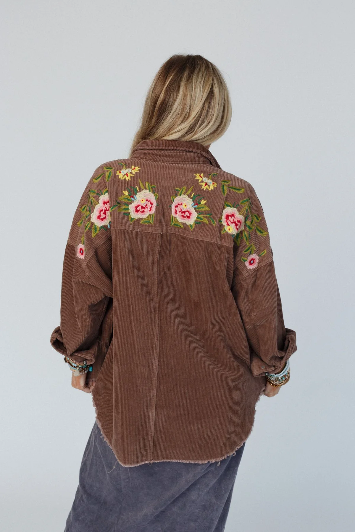 Gardener Embroidered Button Down Top - Mocha - Image 5