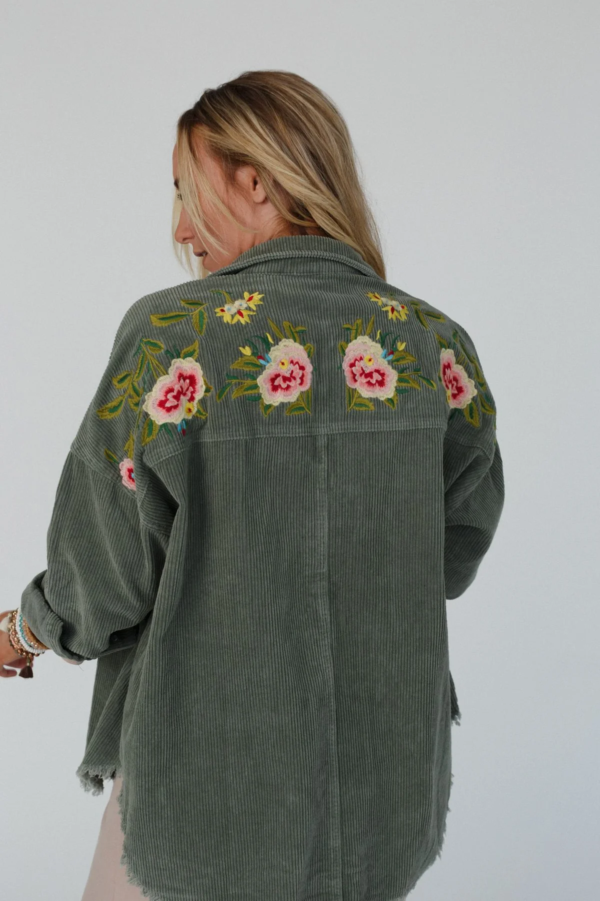 Gardener Embroidered Button Down Top - Olive - Image 4
