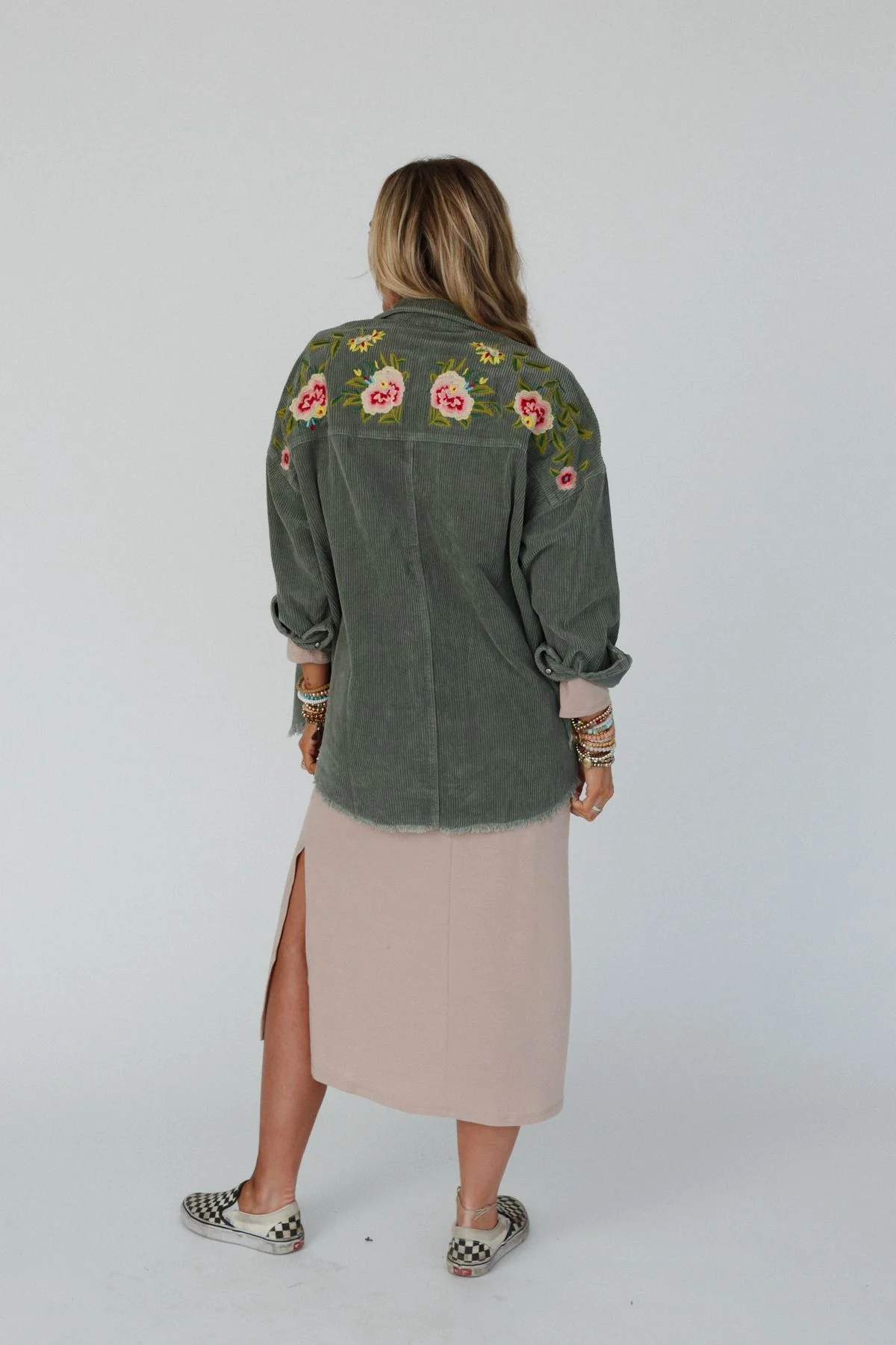 Gardener Embroidered Button Down Top - Olive - Image 5
