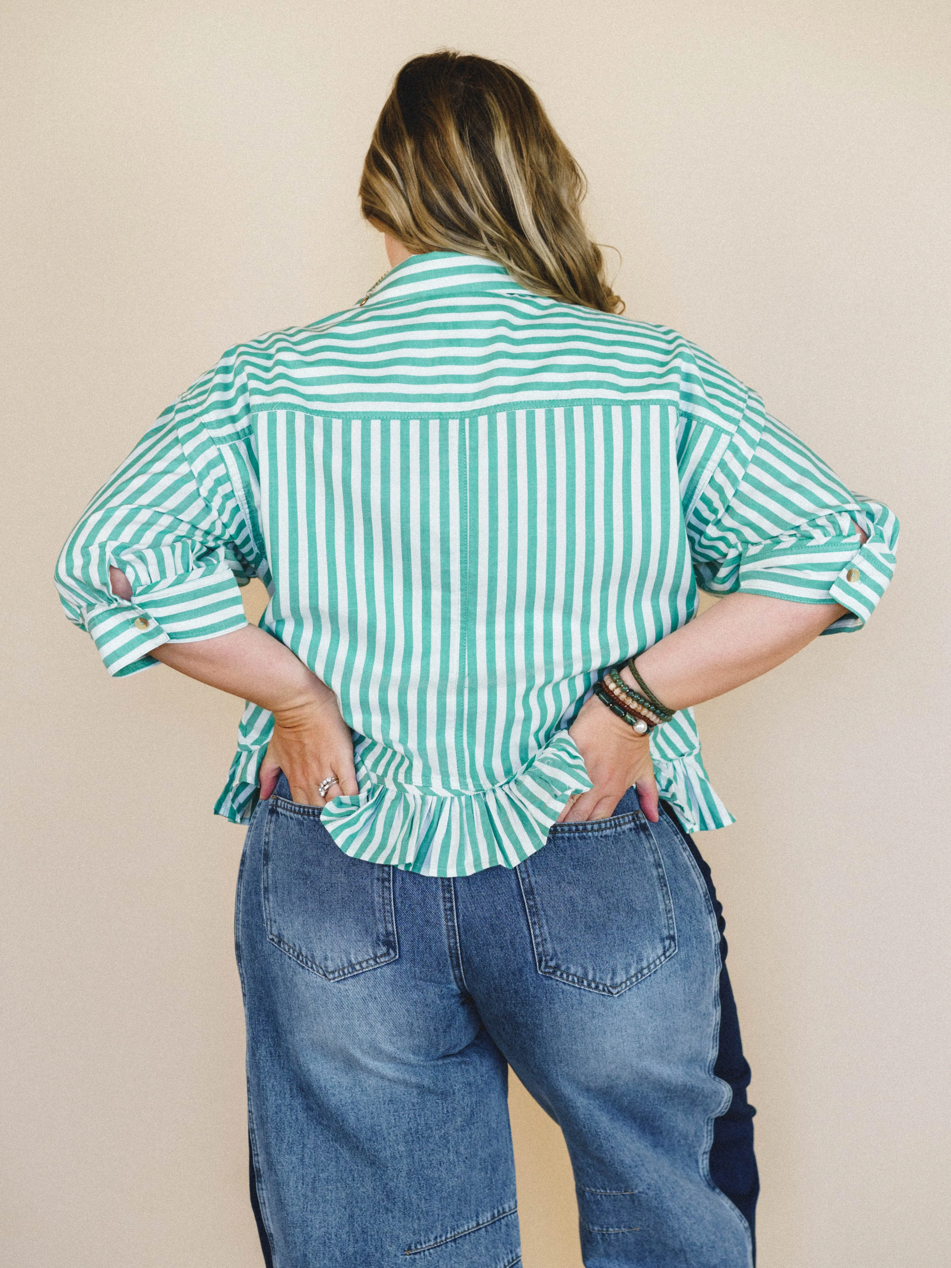 Go Time Blouse - Ivory Green - Image 2