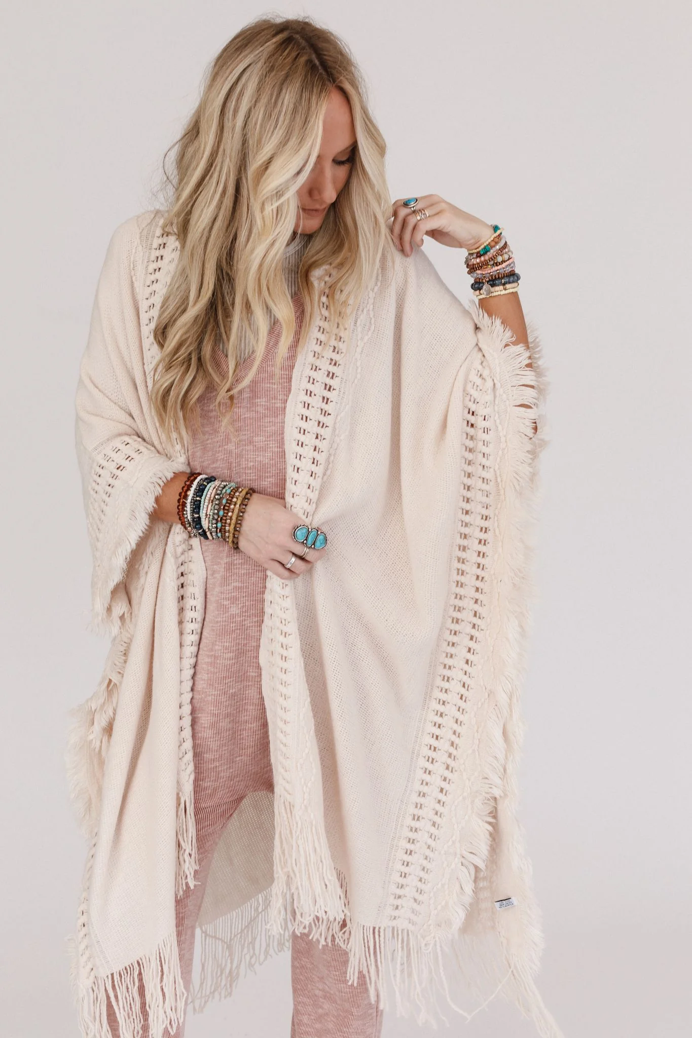 Go With The Flow Ruana - Ivory - Pre Order