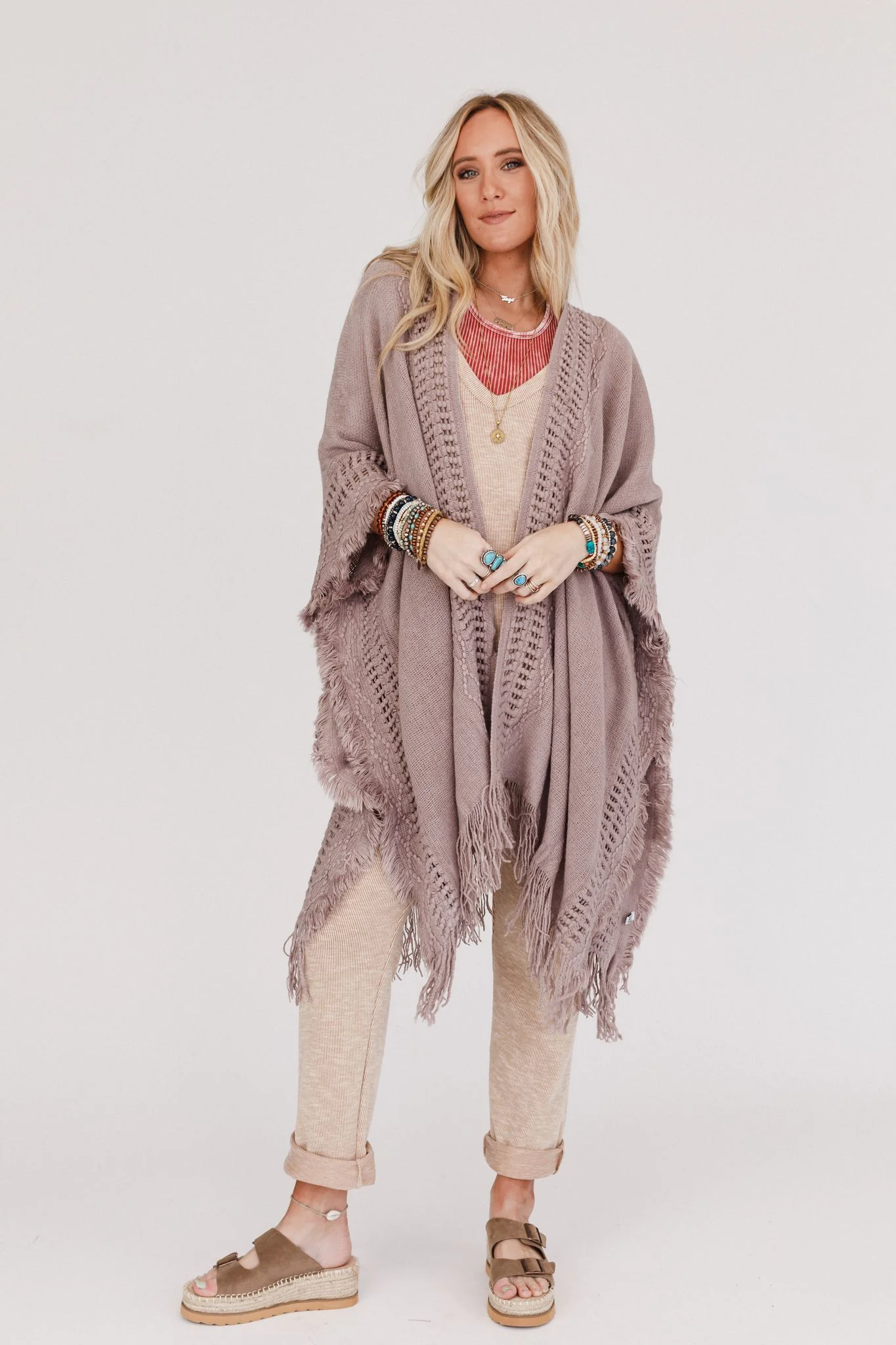 Go With The Flow Ruana - Taupe - Pre Order