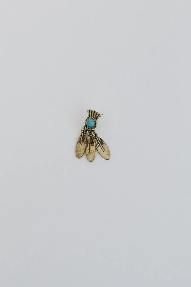 Golden Feather Drop Earrings - Bronze - Image 2