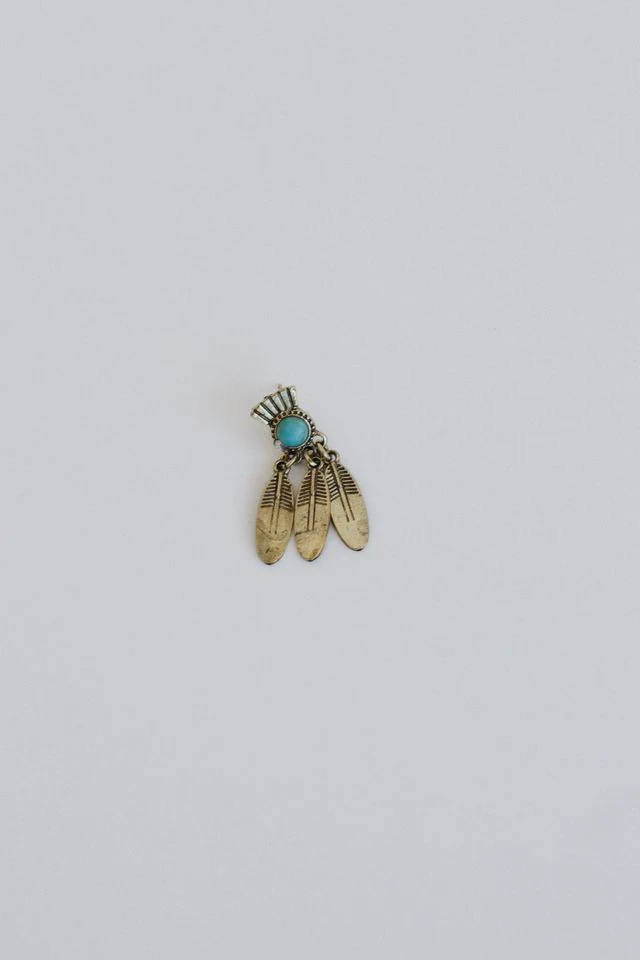 Golden Feather Drop Earrings - Bronze - Image 3