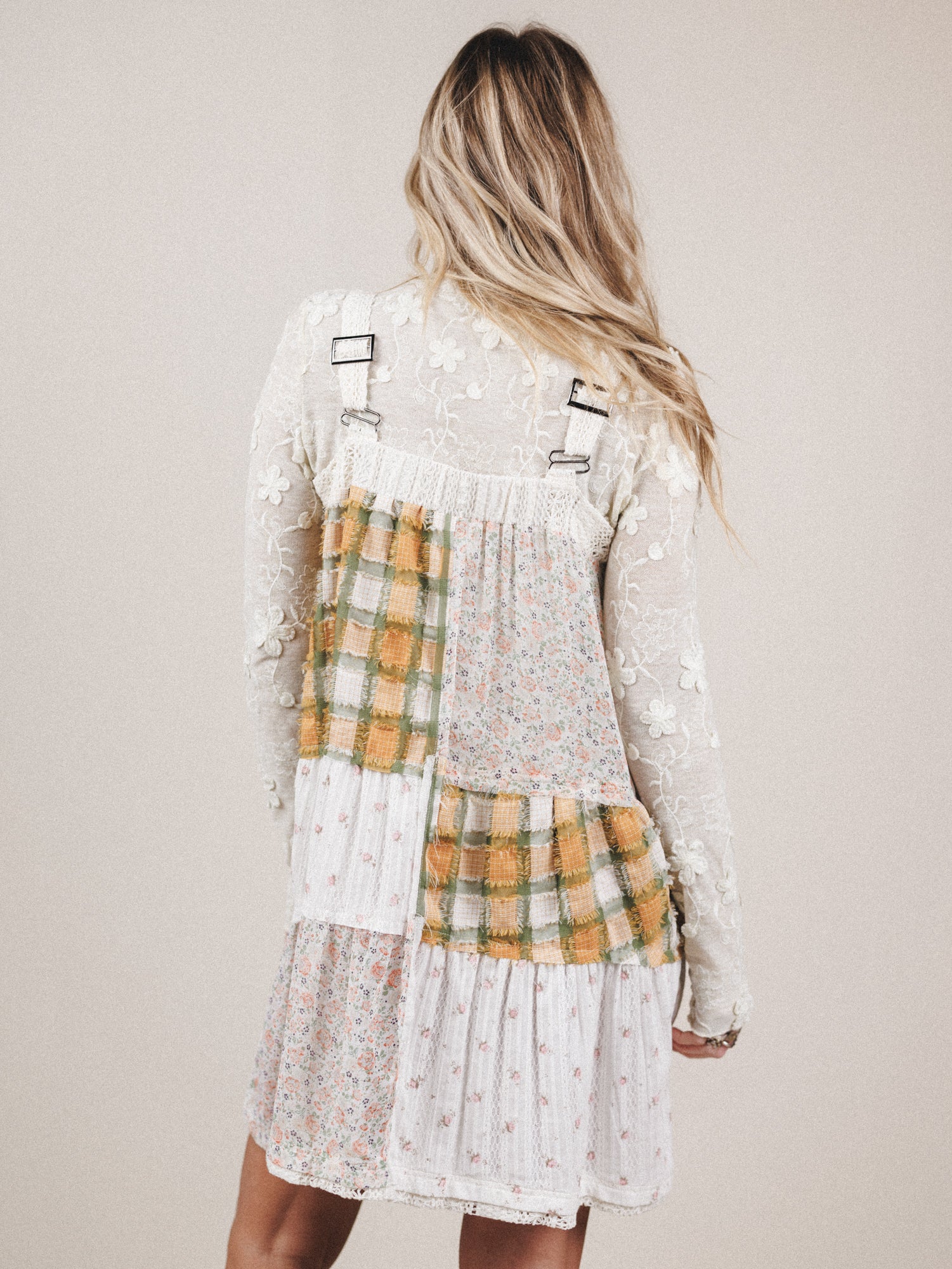 Golden Fields Patchwork Dress - Sage - Image 4