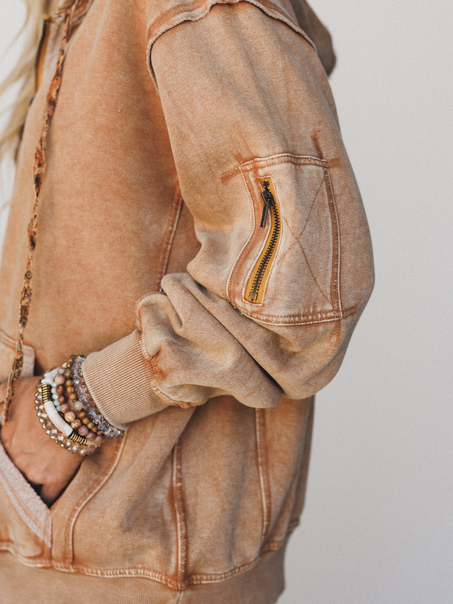 Golden Ray Zip Up Hoodie - Camel - Image 3