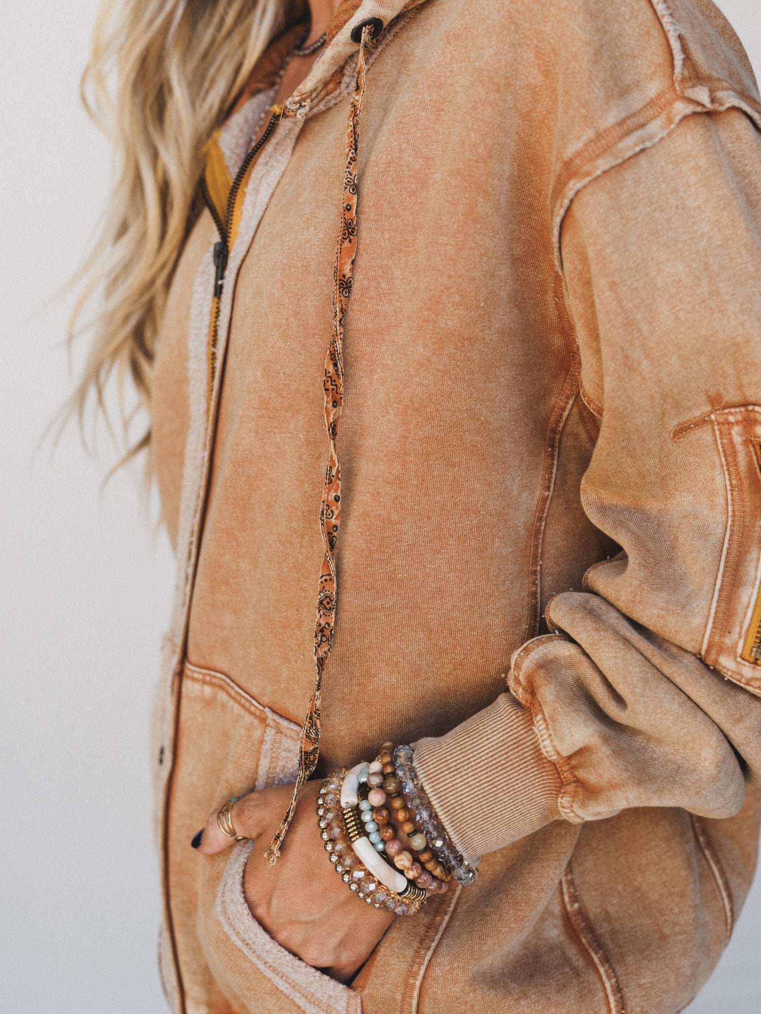 Golden Ray Zip Up Hoodie - Camel - Image 5