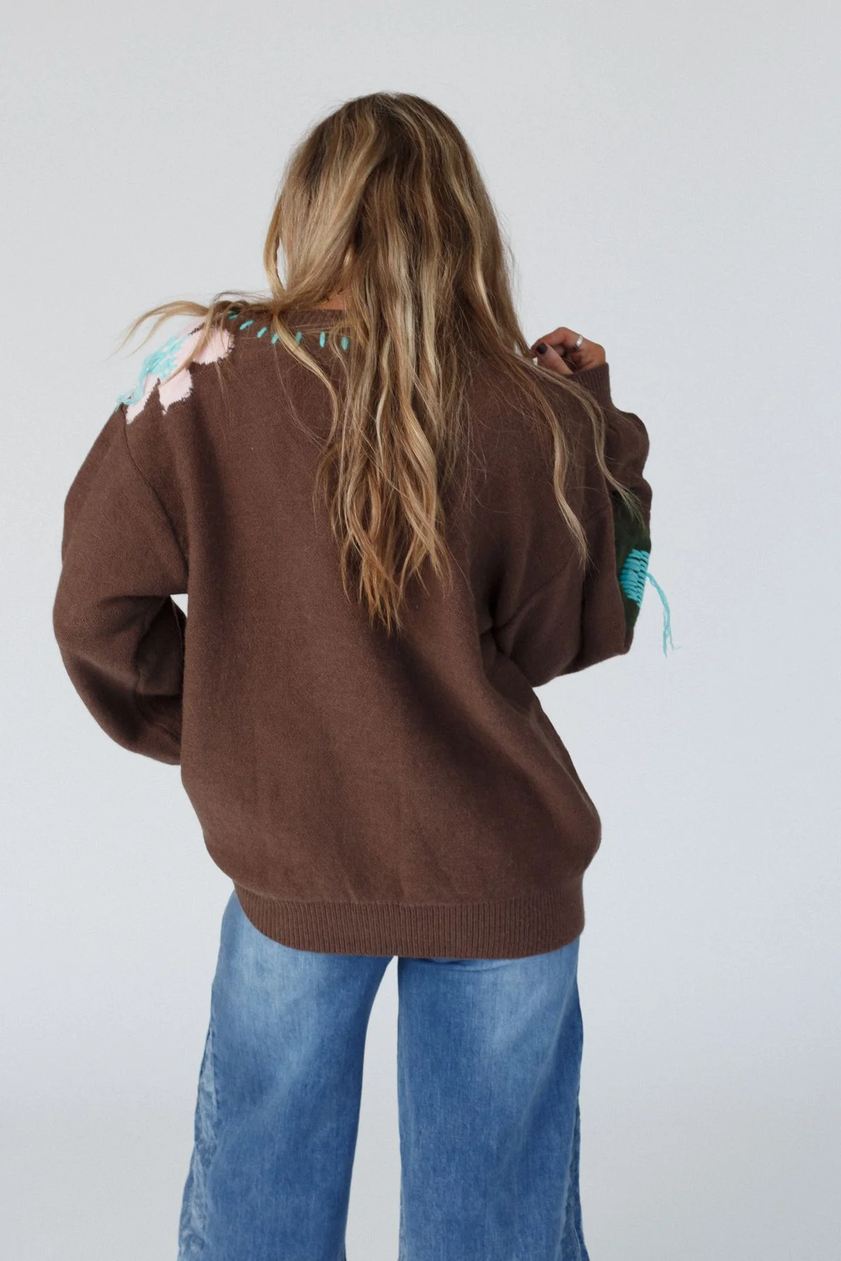 Good Mood Flower Print Sweater - Chocolate - Image 6