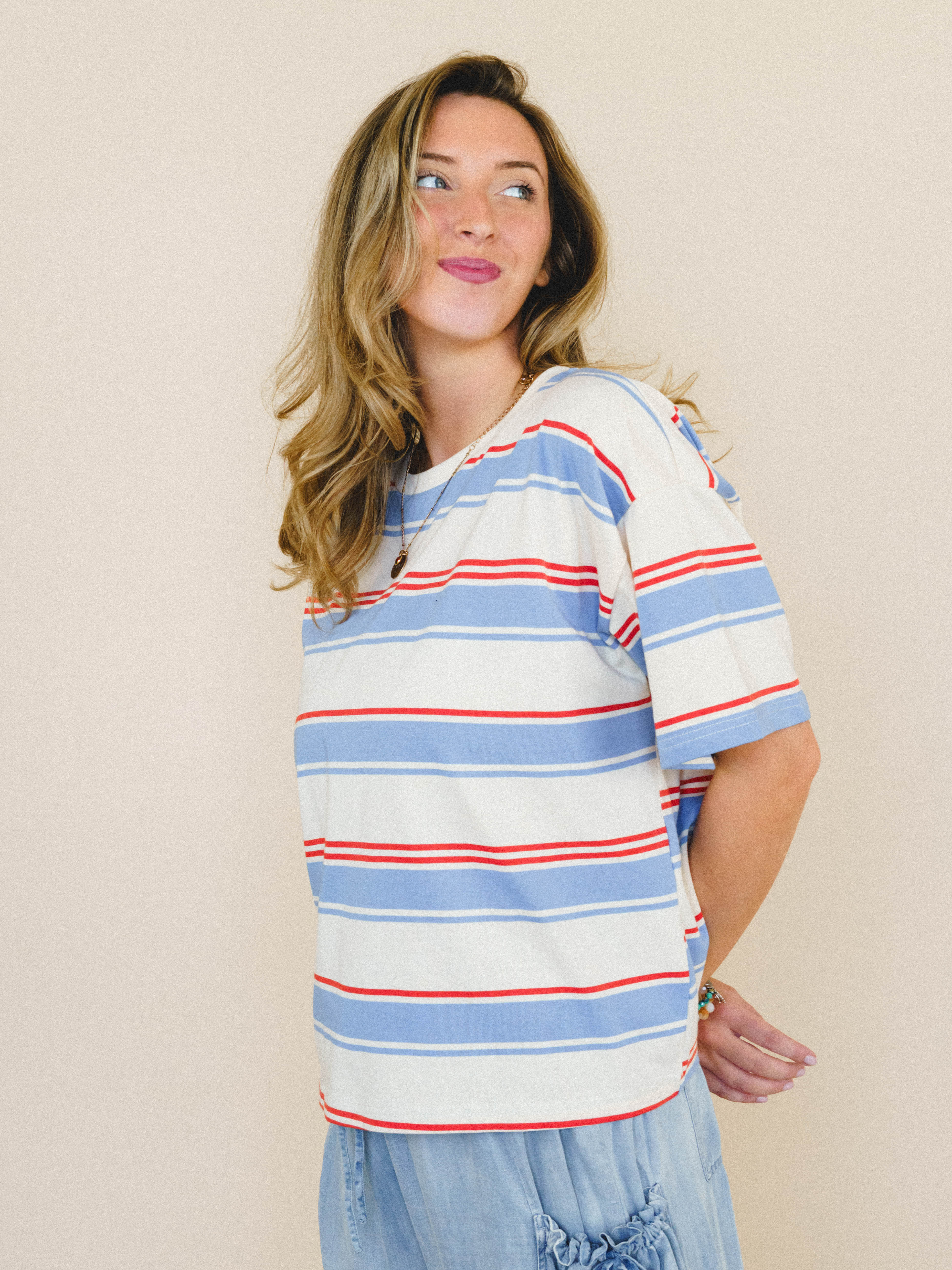 Good Times Rollin’ Tee
 - Cream Blue - Image 2