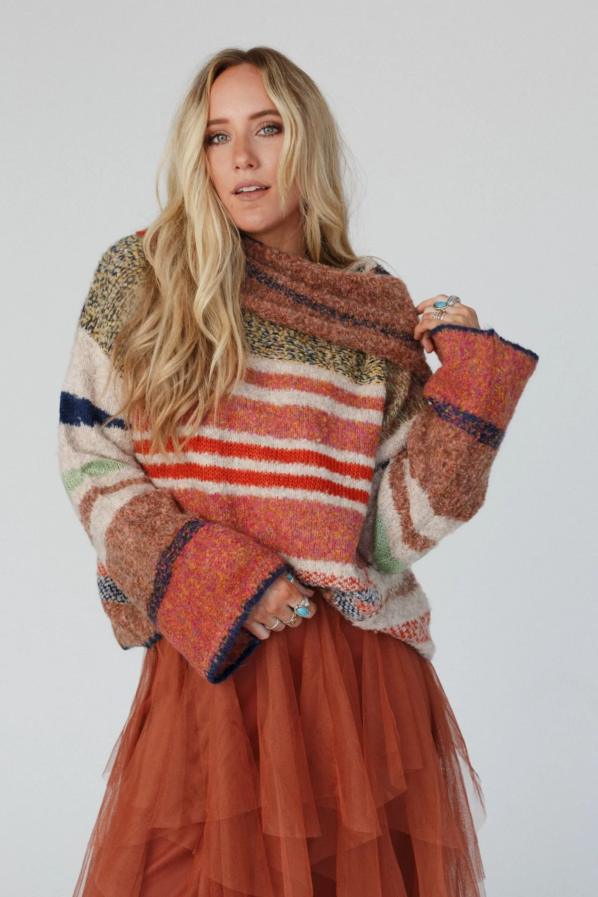 Got To Be Me Striped Sweater - Rust - Image 3