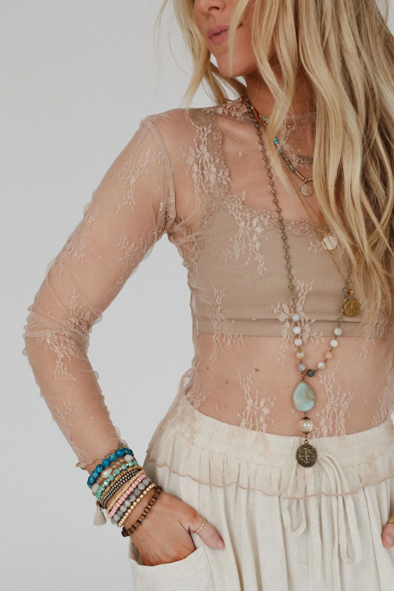Graceful Lace Top - Nude - Image 2