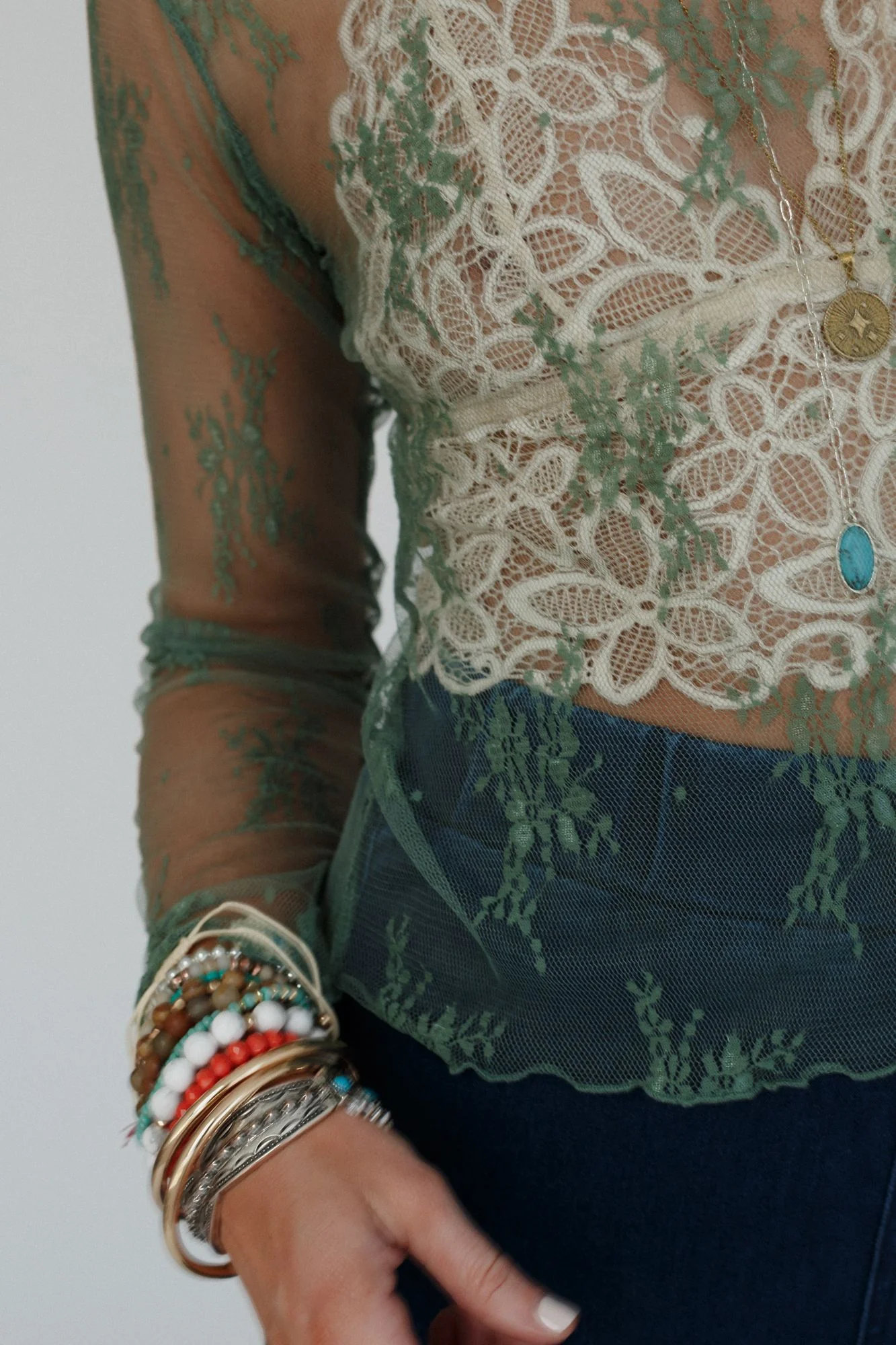 Graceful Lace Top - Sage - Image 4