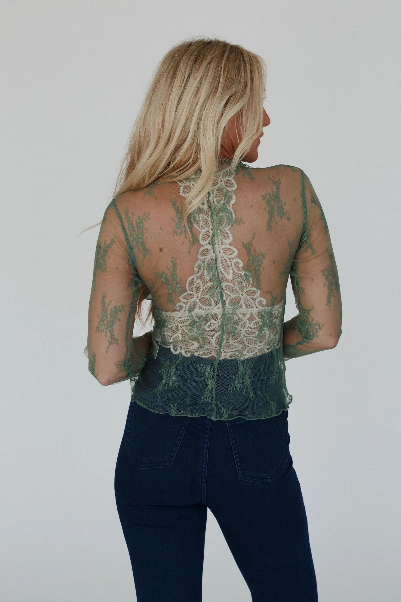 Graceful Lace Top - Sage - Image 5