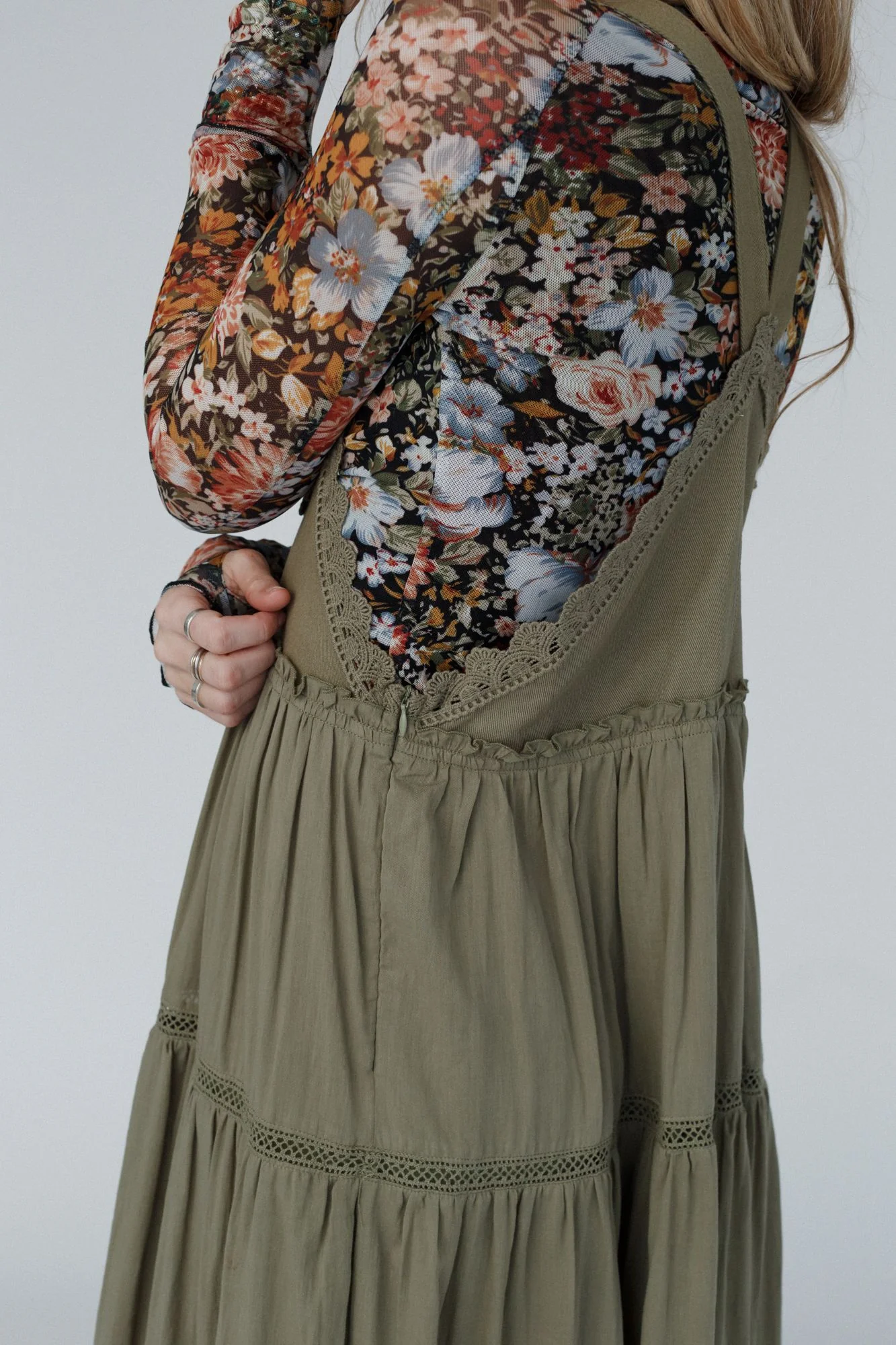 Green Paths Overall Dress - Olive - Image 5