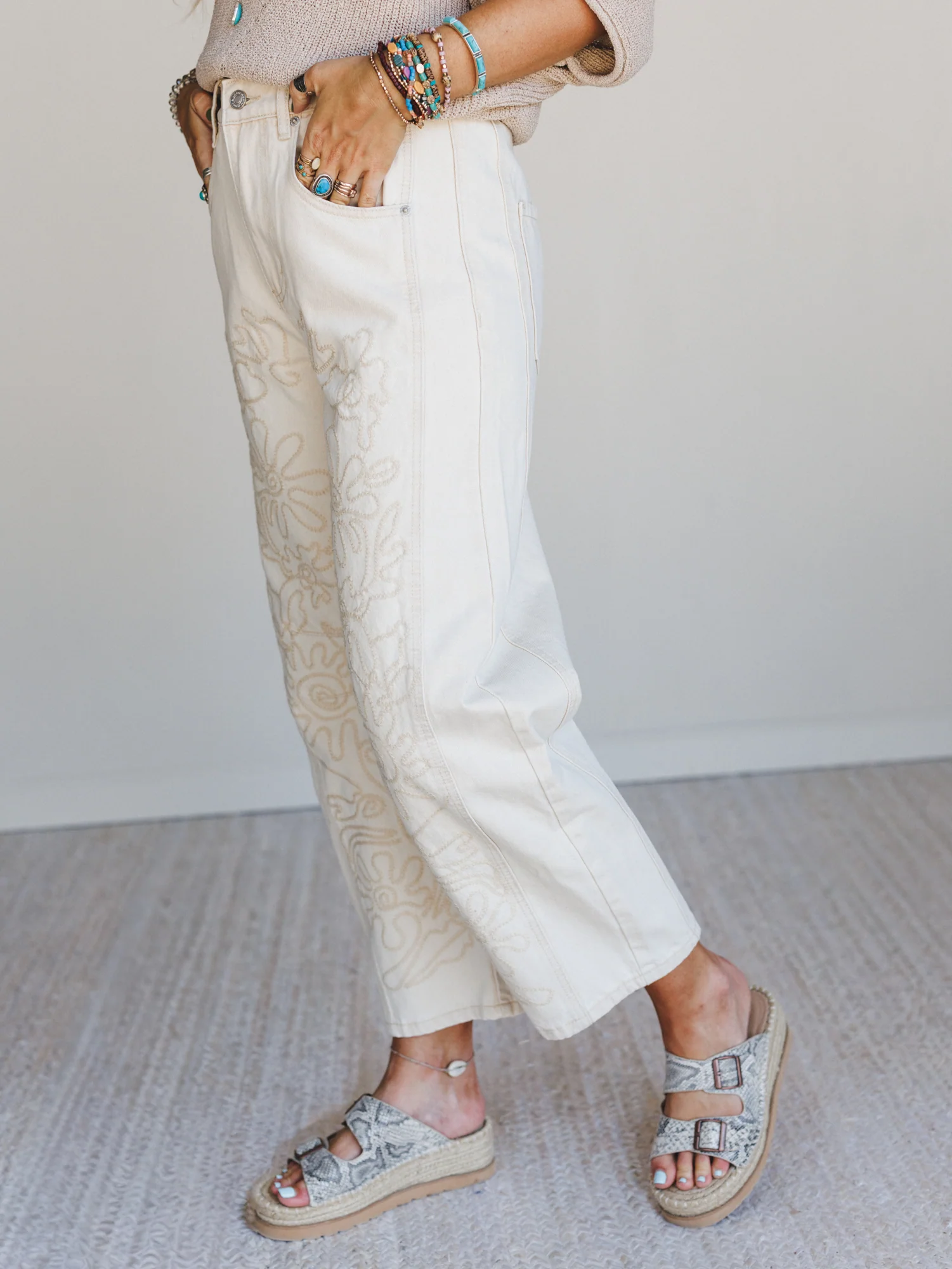 Groove Bloom Pants - Beige - Image 3