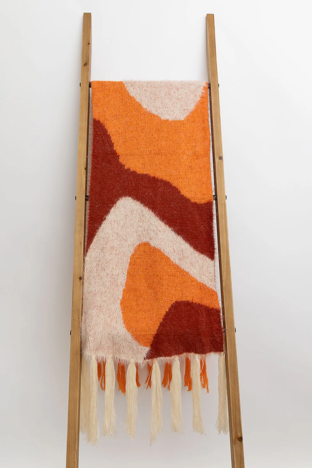 Groovy Swirl Tassel Scarf - Rust - Image 5