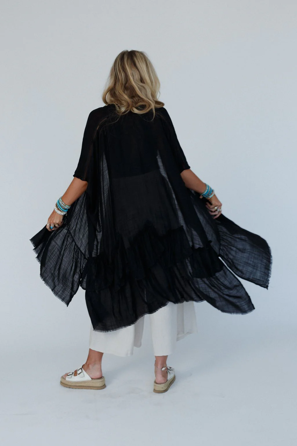 Gwen Ruffle Kimono - Black - Image 3