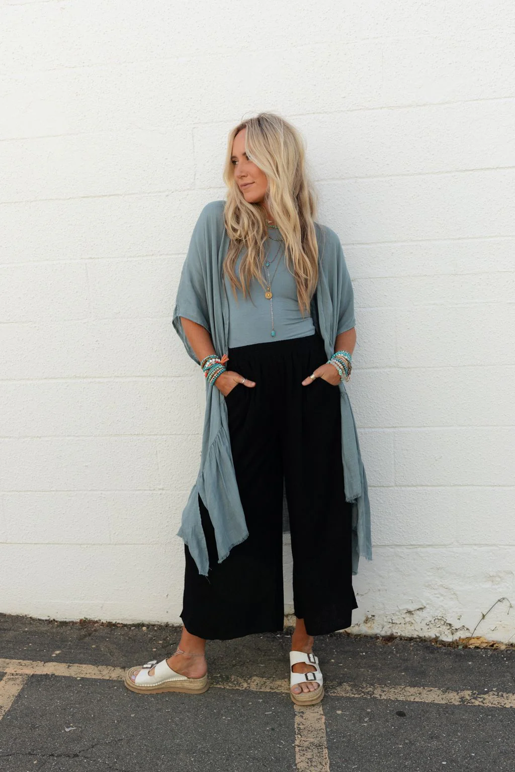 Gwen Ruffle Kimono - Blue Gray - Image 2