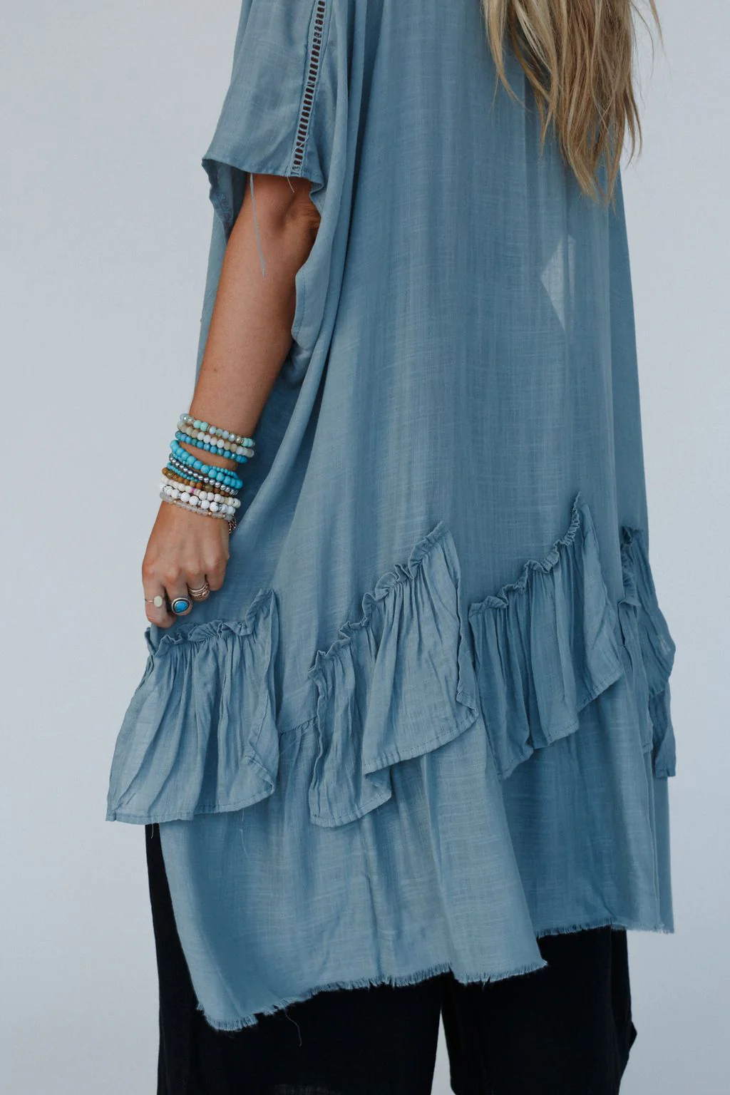 Gwen Ruffle Kimono - Blue Gray - Image 4