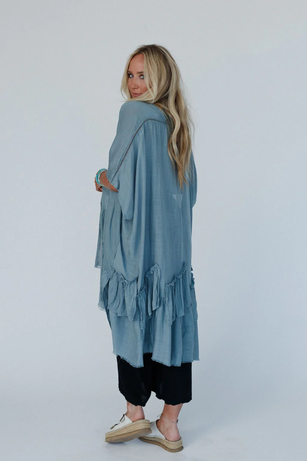 Gwen Ruffle Kimono - Blue Gray - Image 5