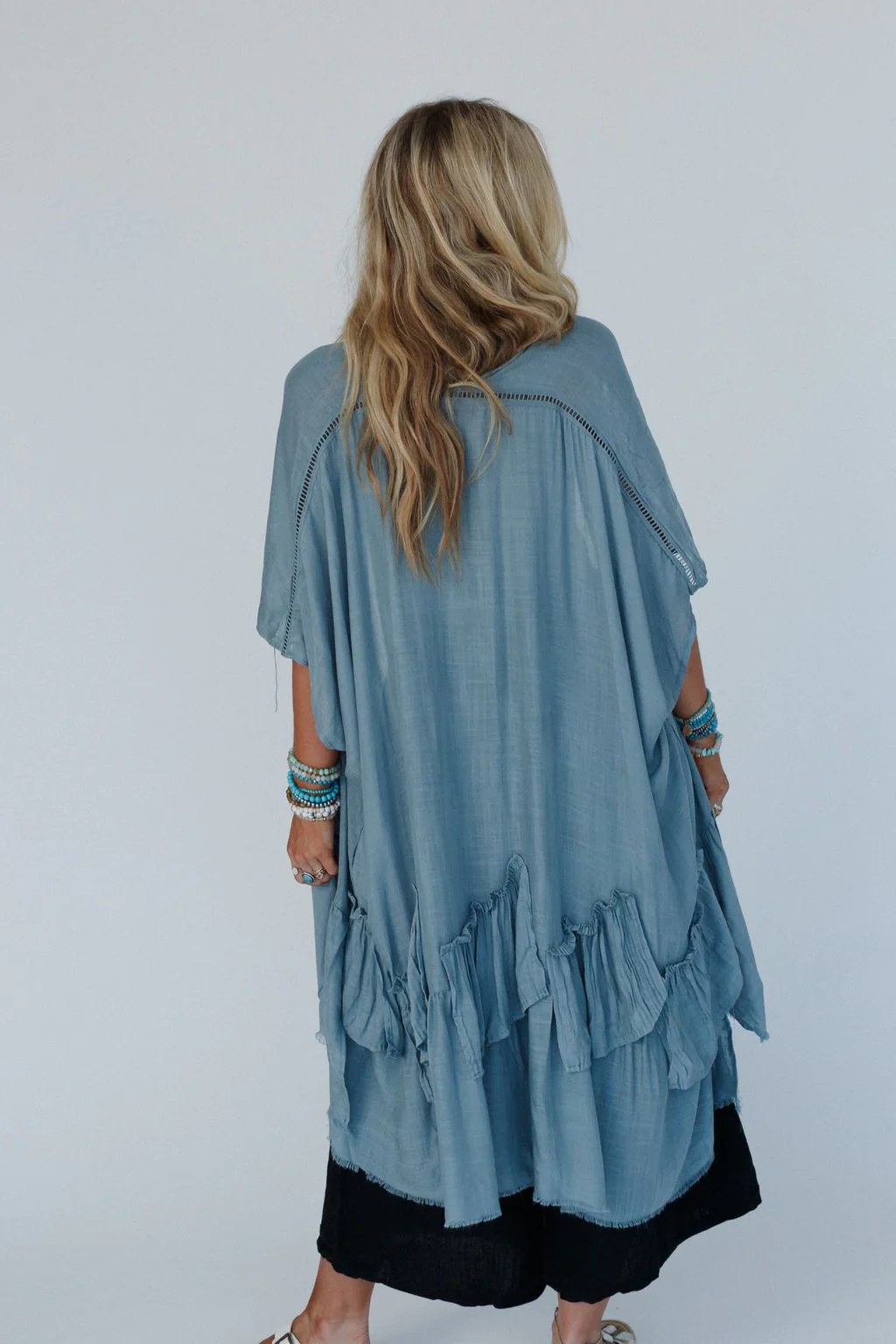Gwen Ruffle Kimono - Blue Gray - Image 6