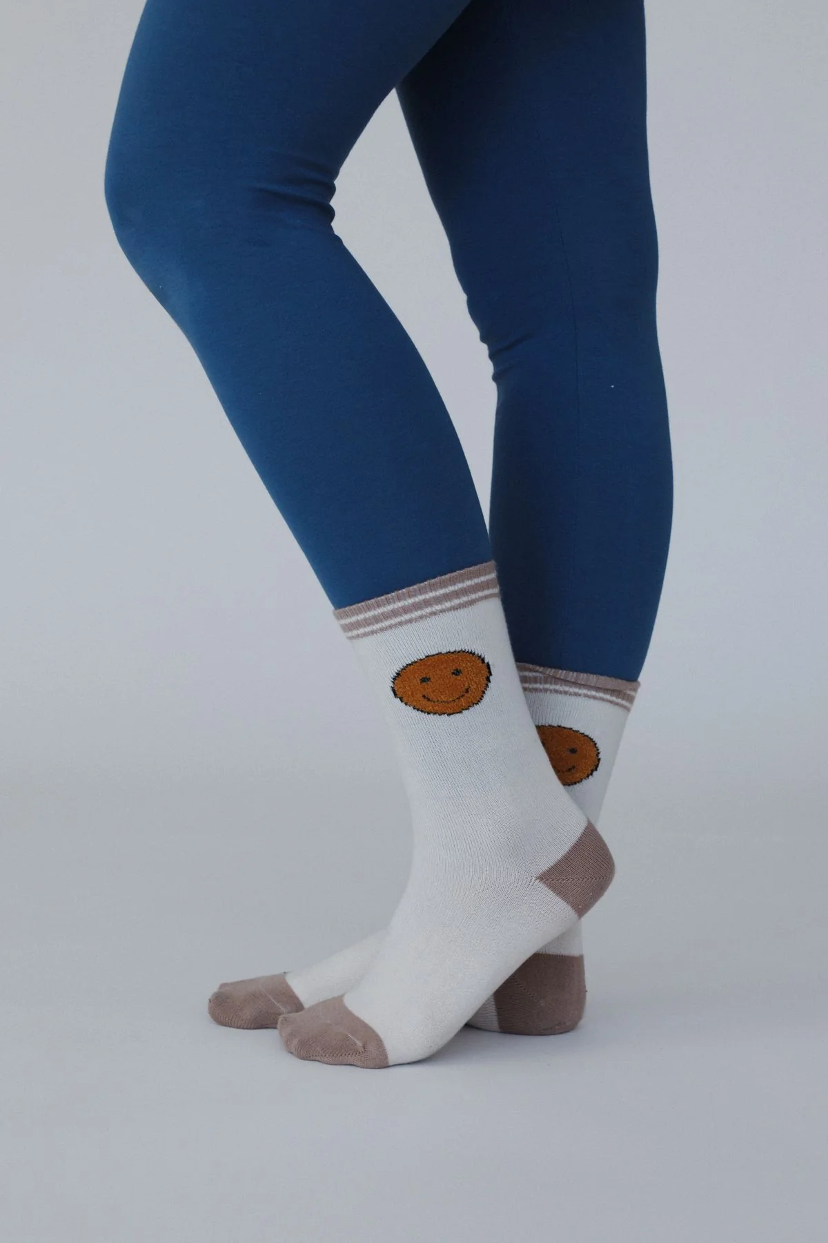 Happy Feet Smiley Face Socks - Ivory - Image 2
