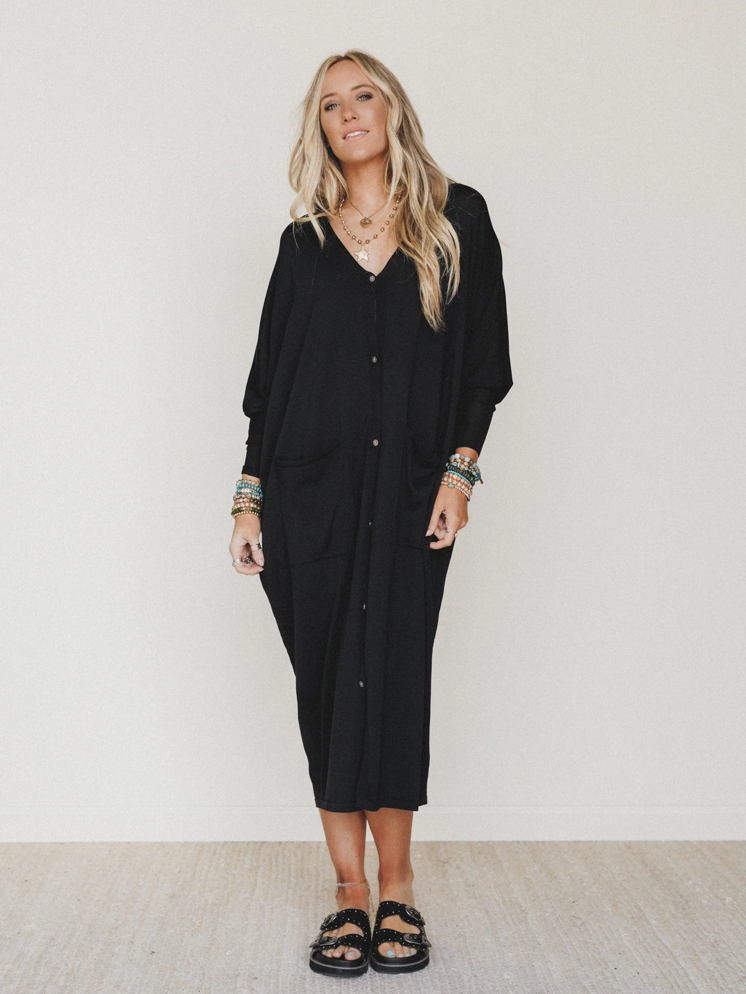 Harper Duster Dress  - Black - Pre Order