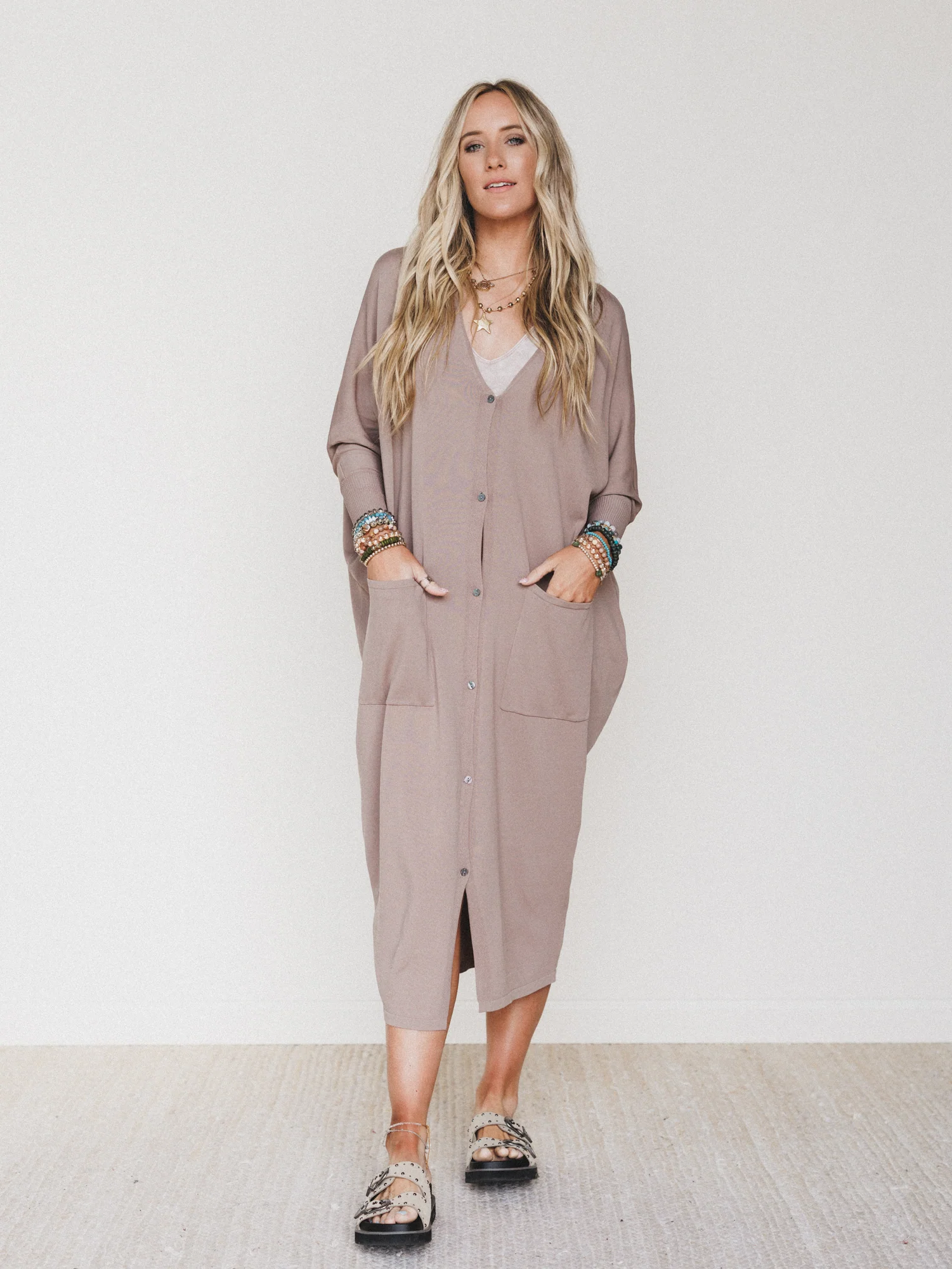 Harper Duster Dress - Mushroom - Image 2