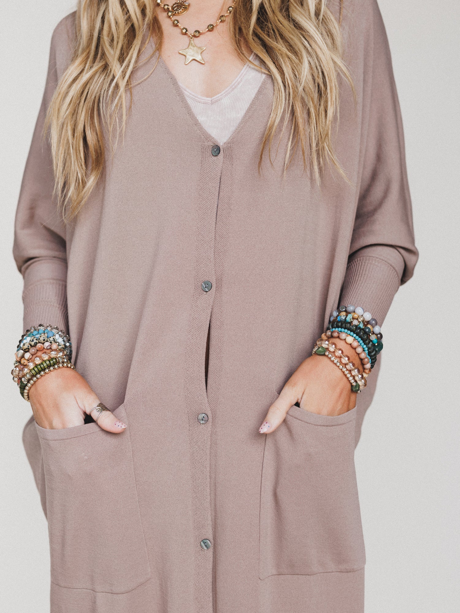 Harper Duster Dress - Mushroom - Image 4