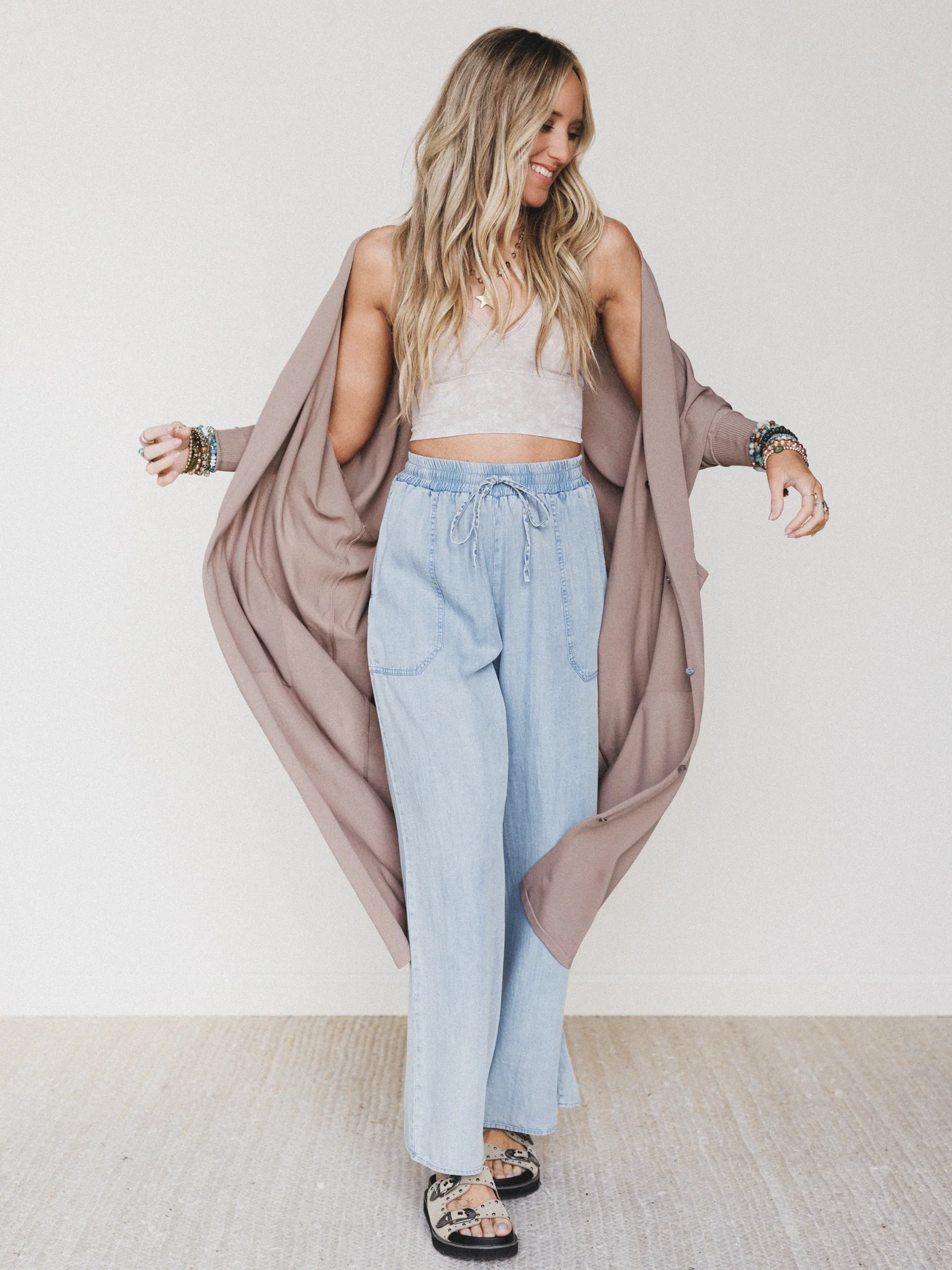 Harper Duster Dress - Mushroom - Image 5