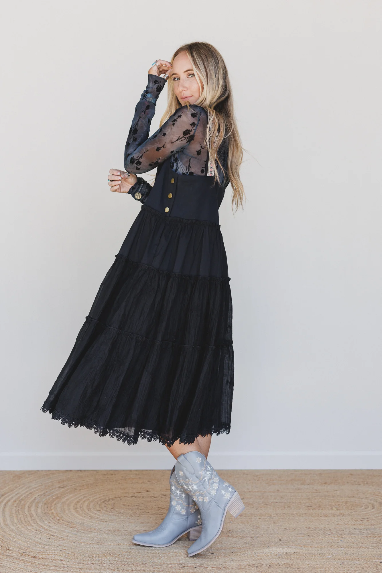 Harvest Haze Overalls Dress - Black - Image 5