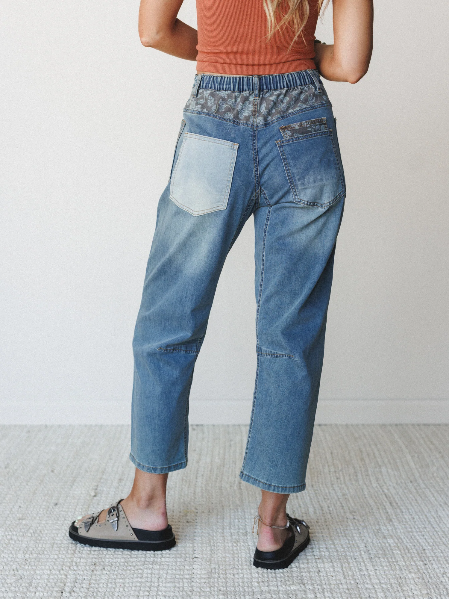 Hazel Patchwork Jeans - Washed Denim - Image 5