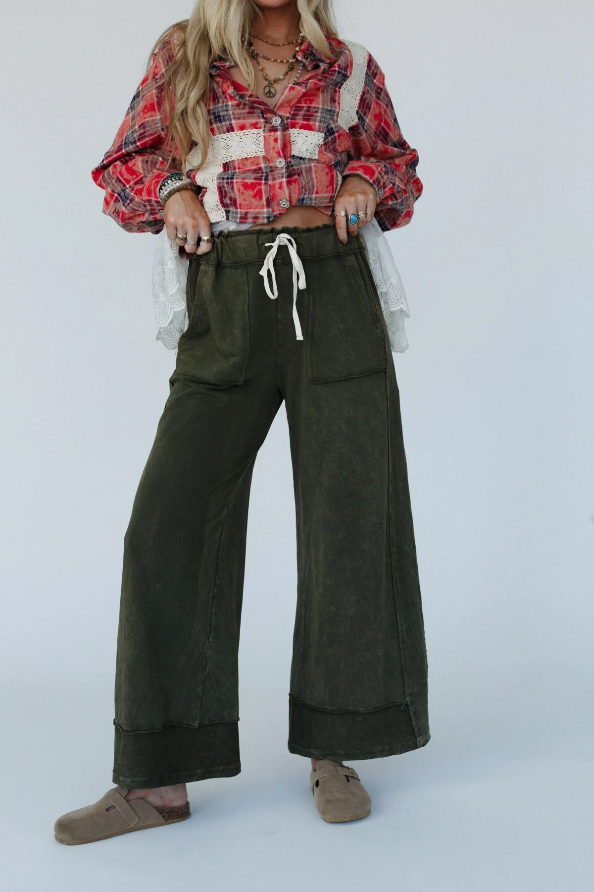 The Nest Heaven Sent Wide Leg Pant - Olive - Image 5