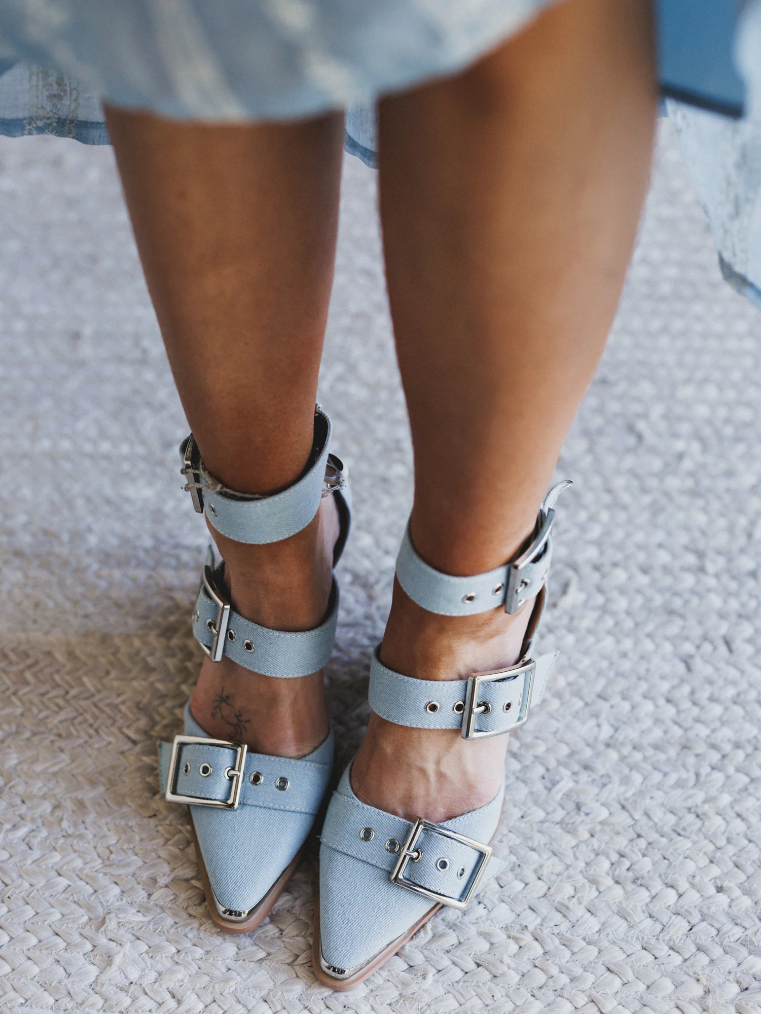 Hendrix Buckle Bootie - Light Denim - Image 3