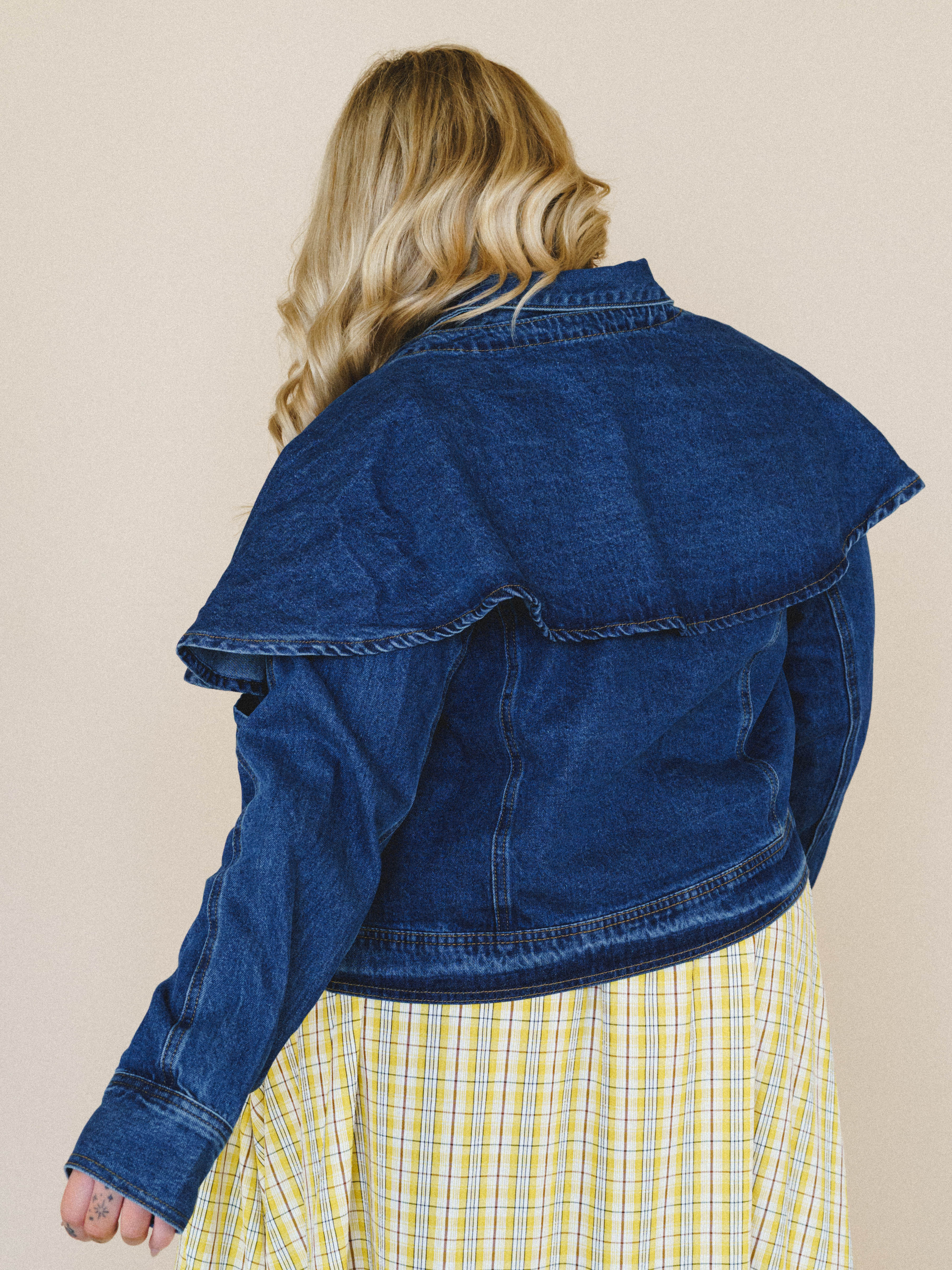 Heroine Harmony Removeable Cape Denim Jacket - Denim - Image 2