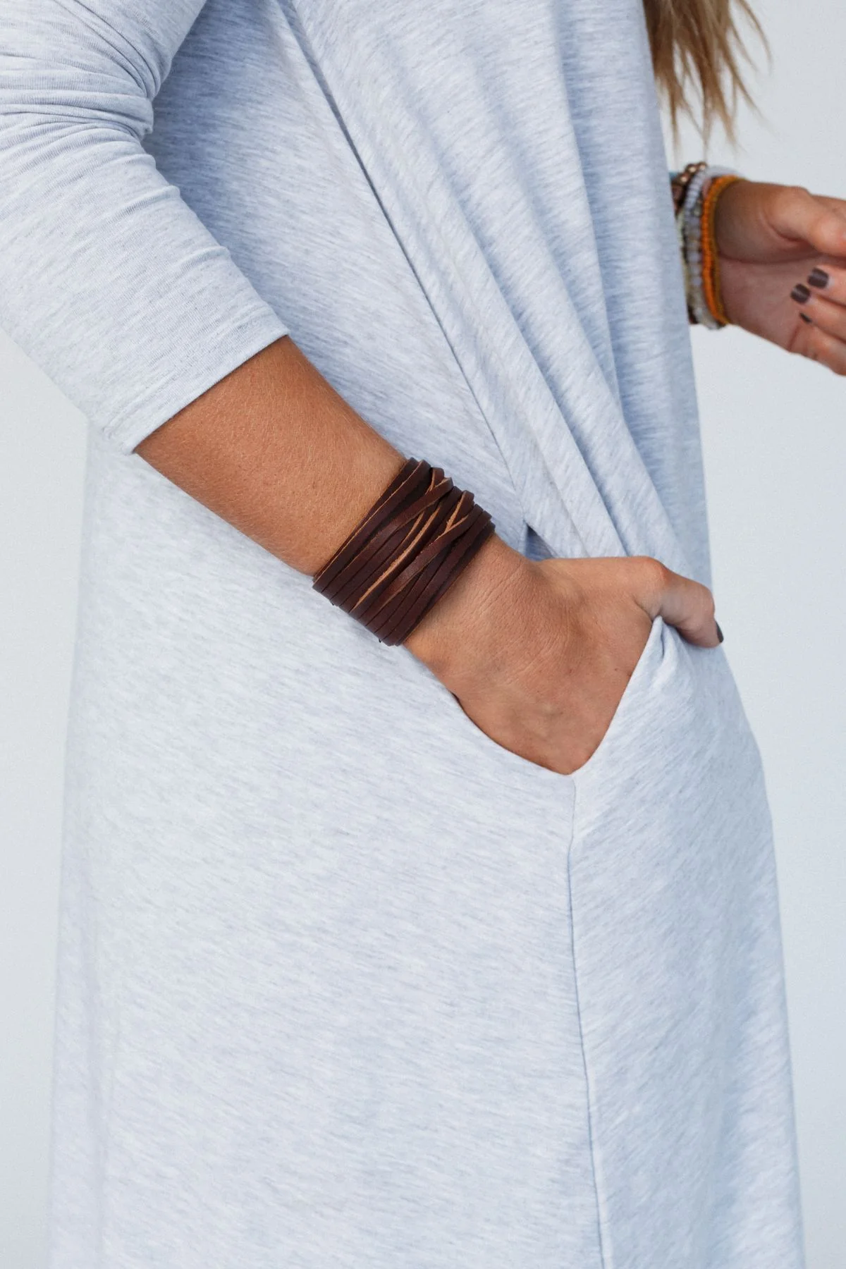 Hey Honey Leather Cuff - Brown - Image 2
